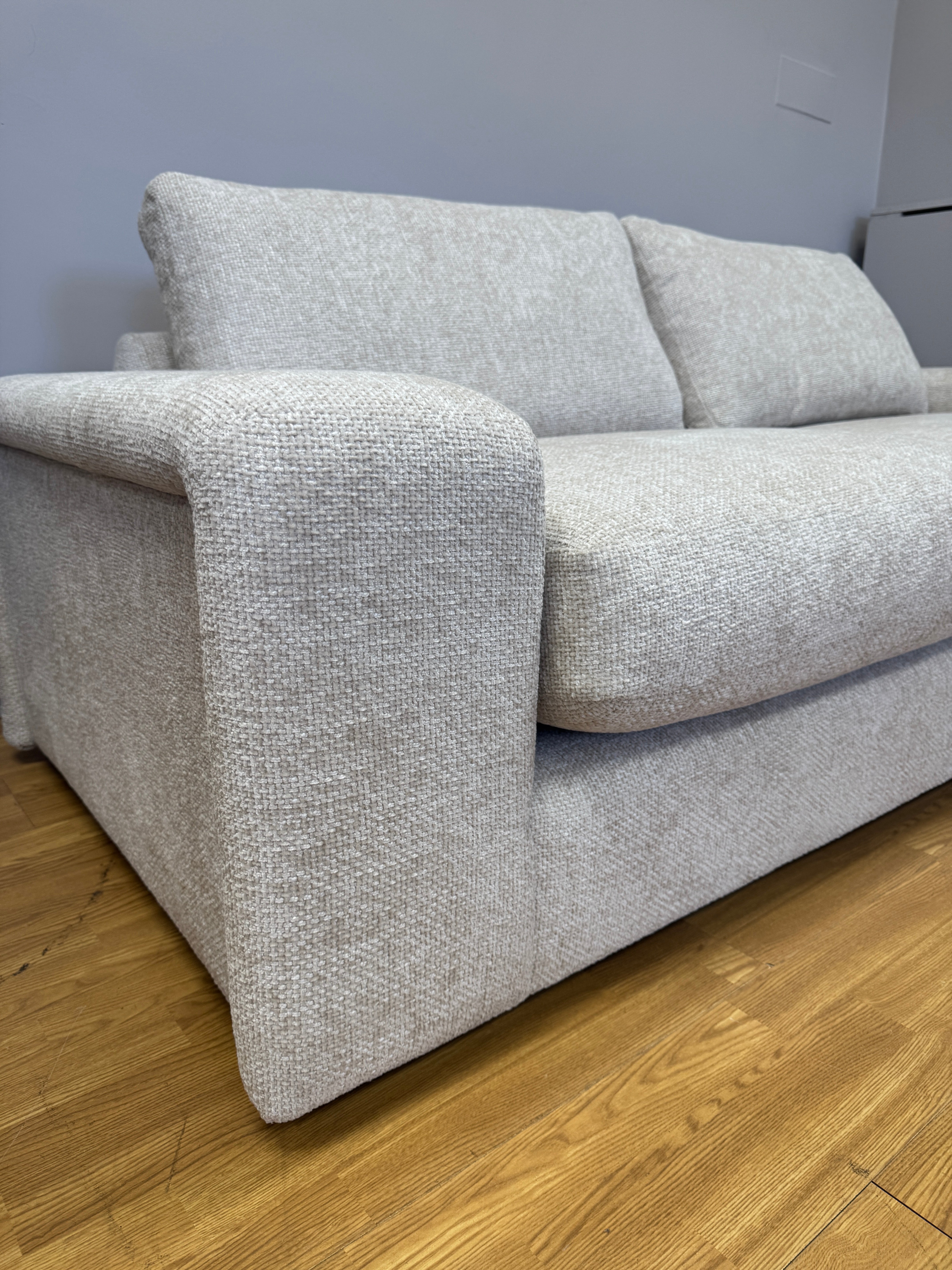 Cass 4 seater standard back sofa in ivory basket weave chenille fabric