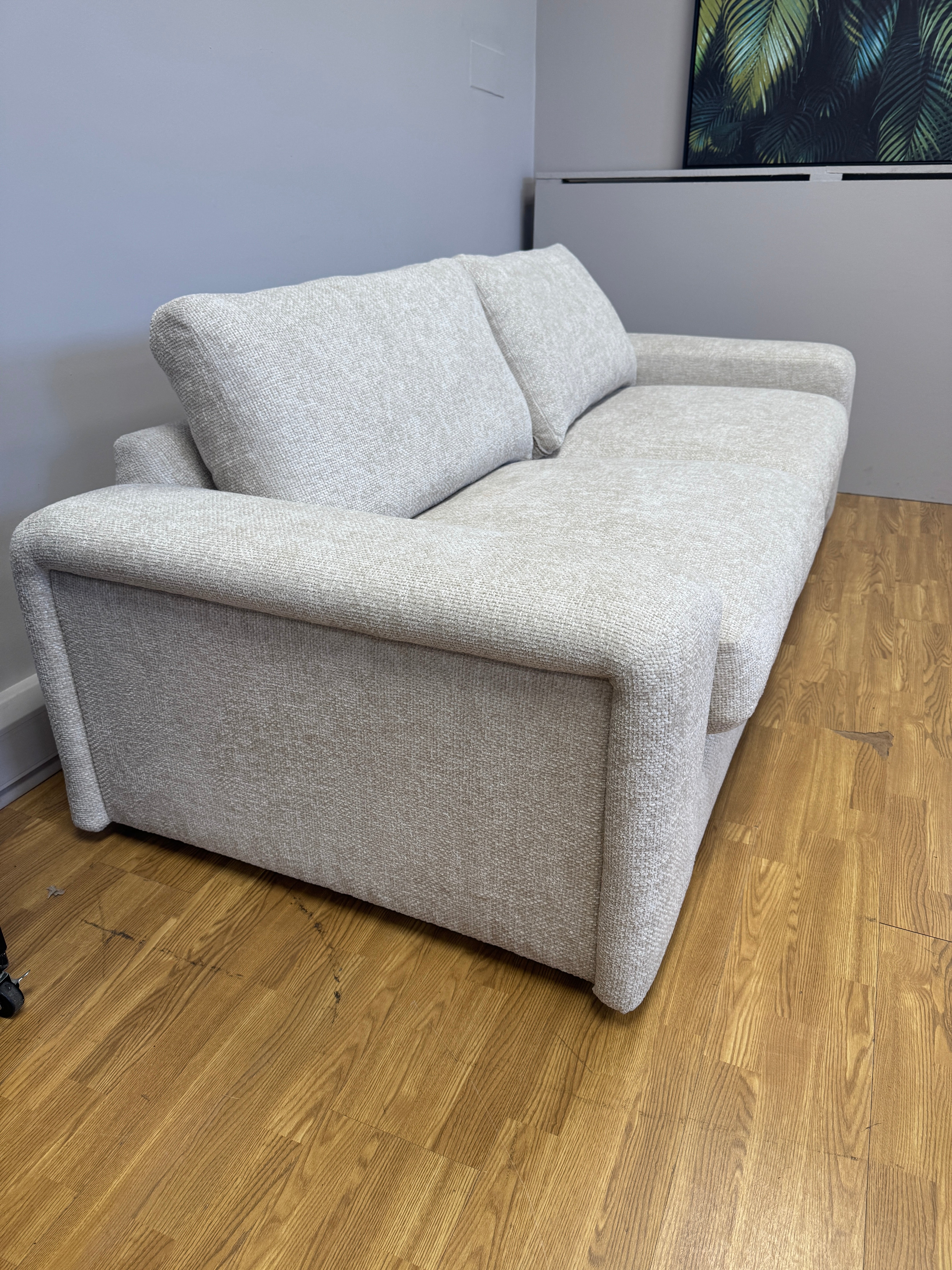 Cass 4 seater standard back sofa in ivory basket weave chenille fabric