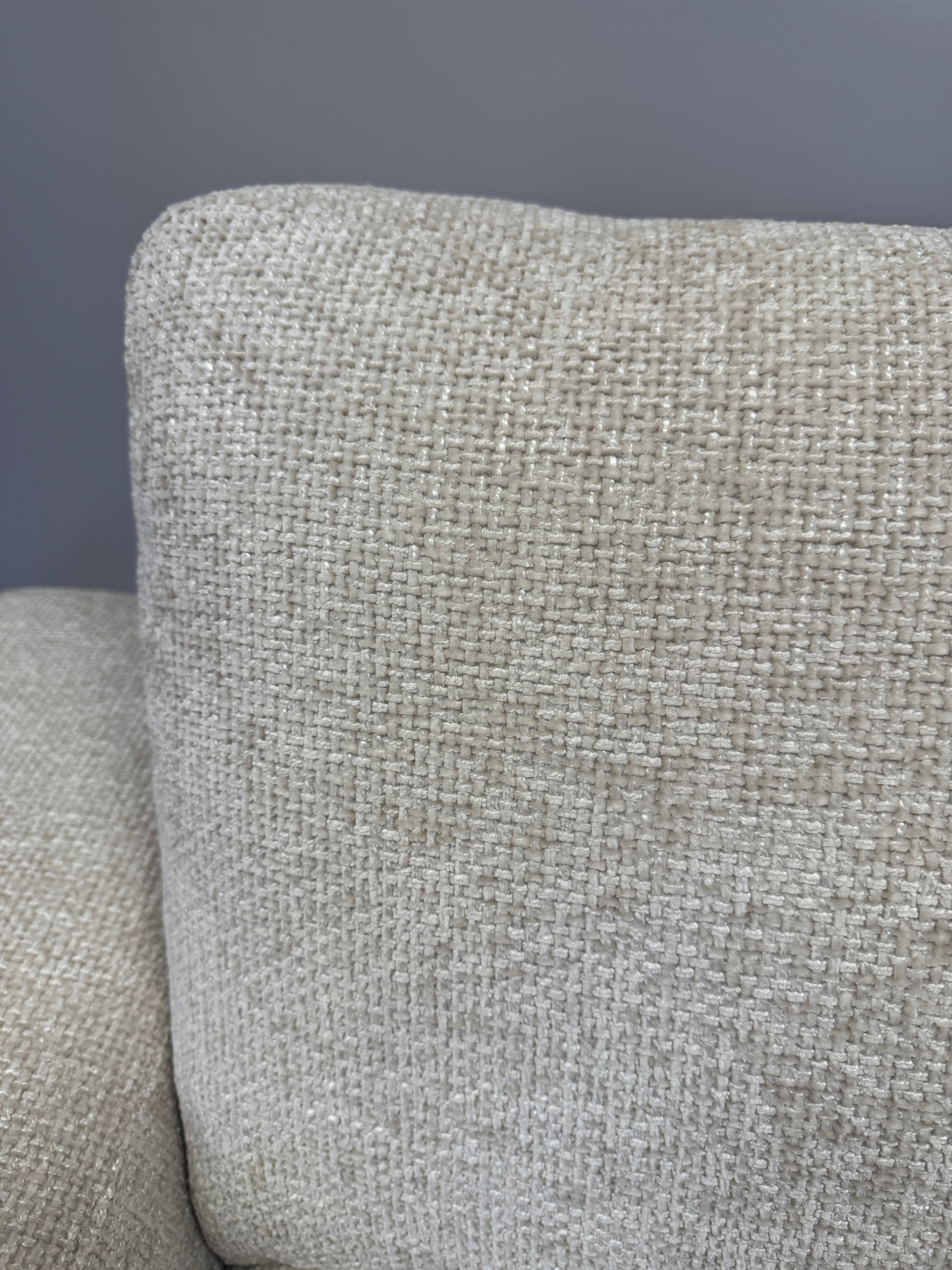 Cass 4 seater standard back sofa in ivory basket weave chenille fabric