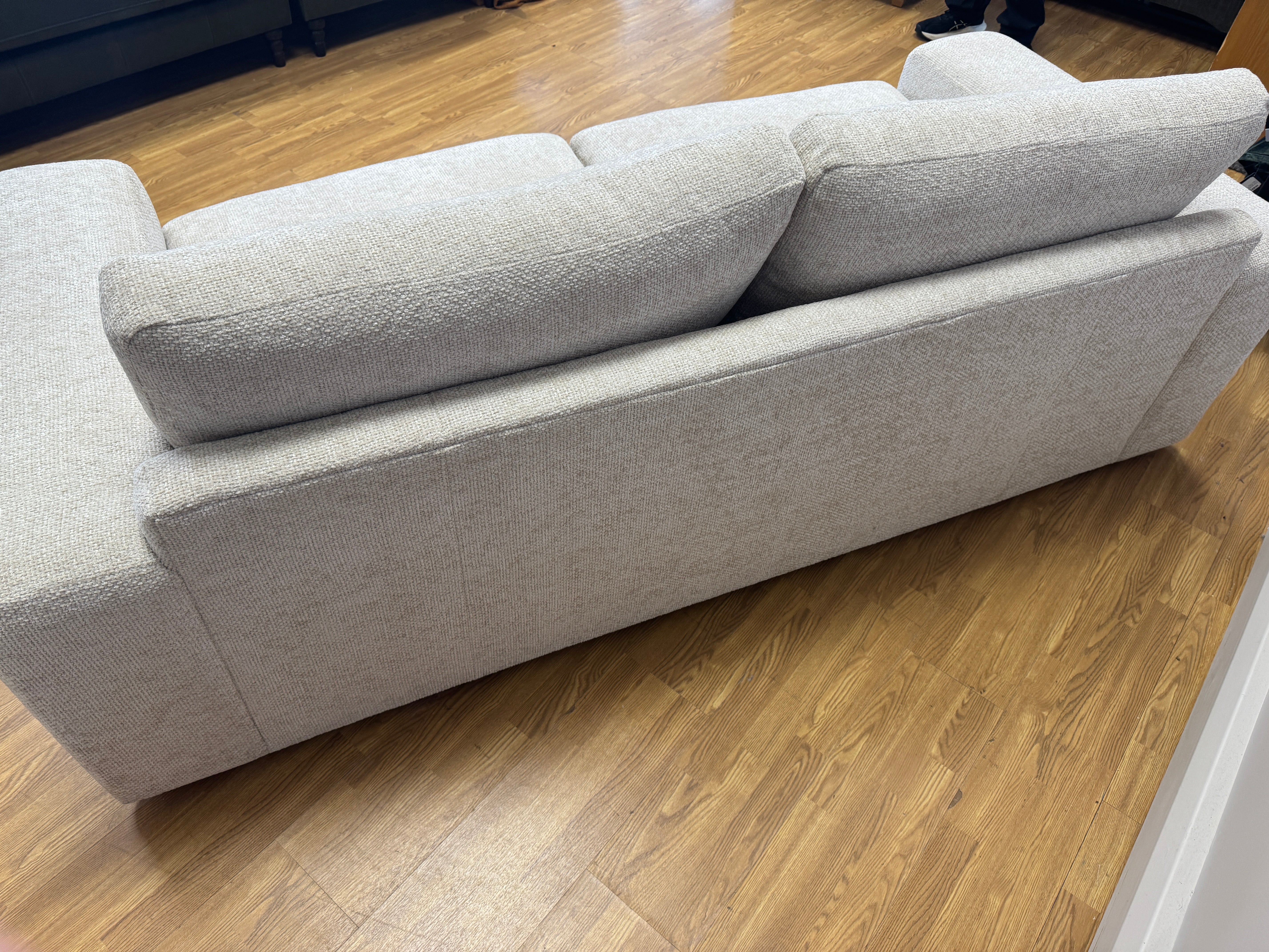 Cass 4 seater standard back sofa in ivory basket weave chenille fabric