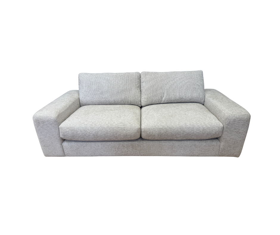 Cass 4 seater standard back sofa in ivory basket weave chenille fabric