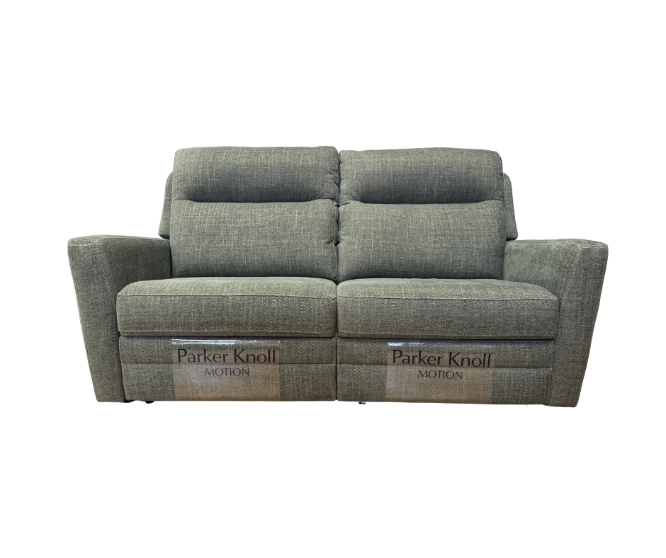 Parker Knoll Chicago split 3 seater electric reclining sofa with lumbar support in Green herringbone fabric