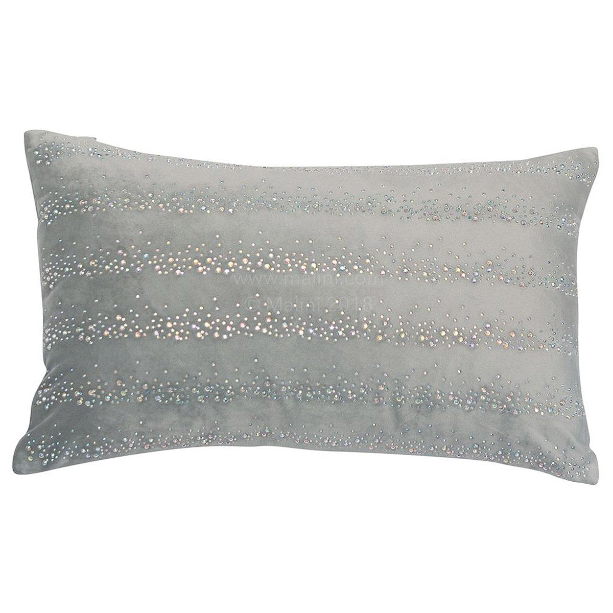 Esme diamonte front velvet Cushion 30cm x 50cm silver