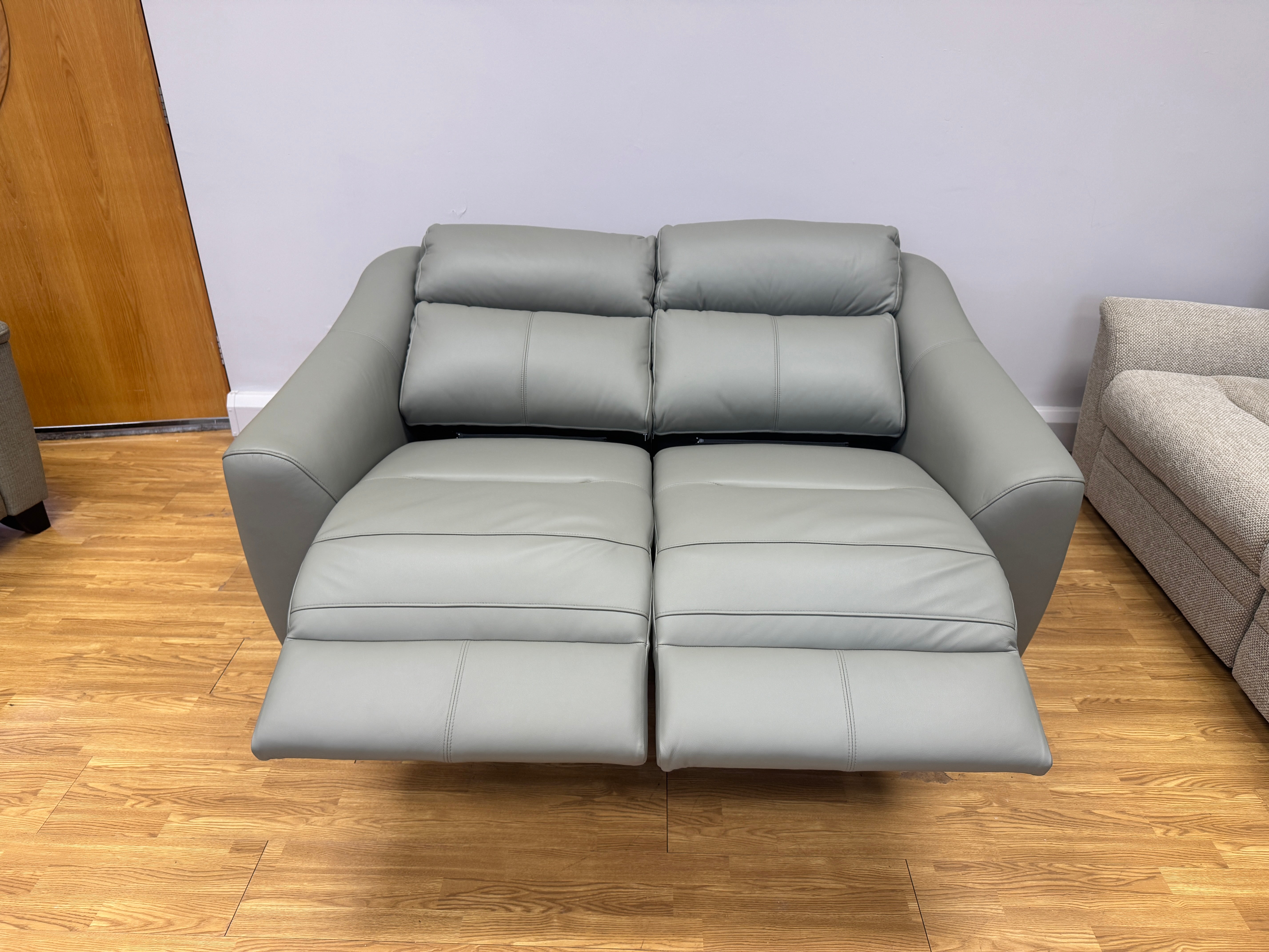 G Plan Monza 2 seater electric reclining sofa in Cambridge Olive/Grey leather