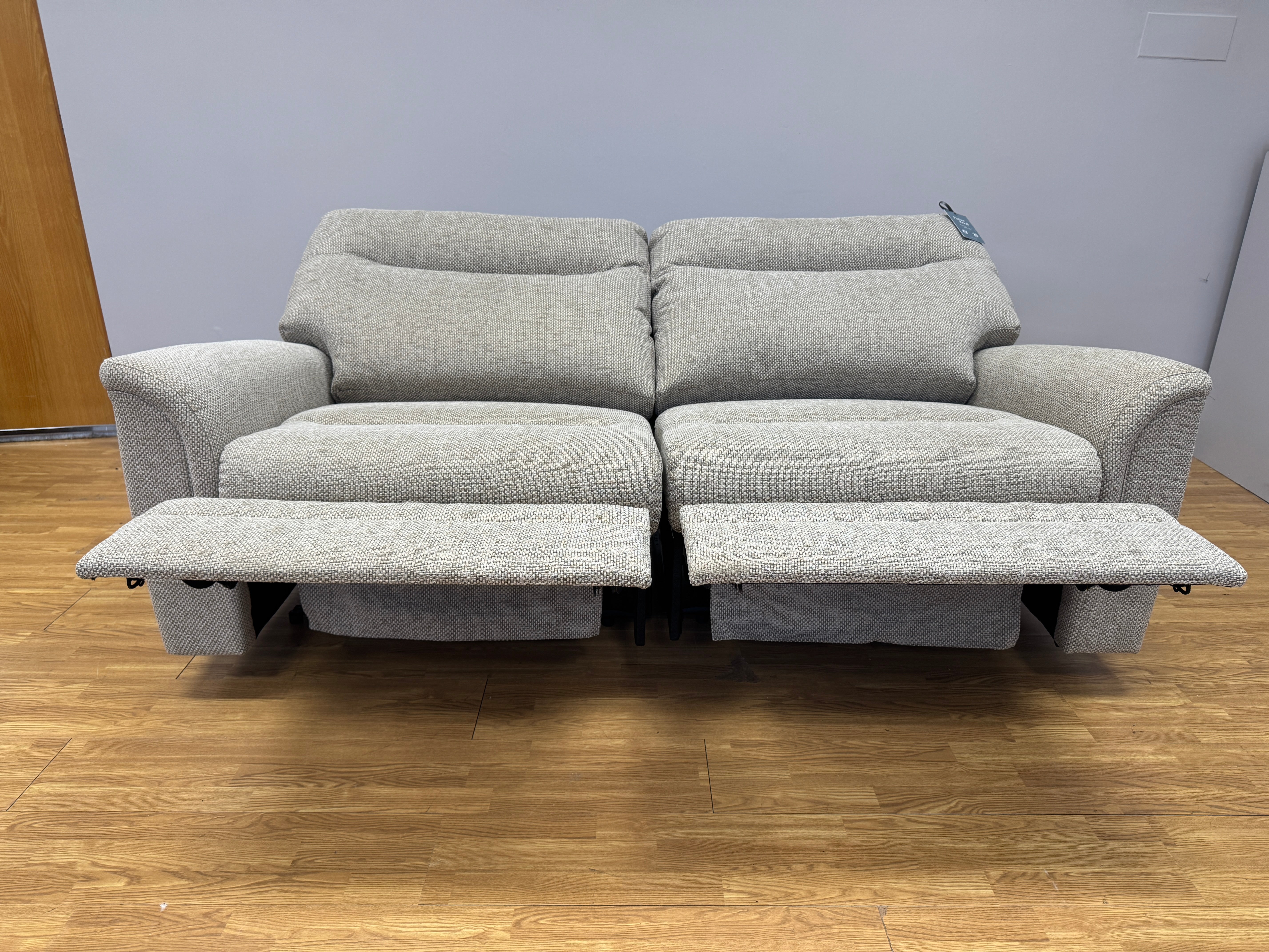 Parker Knoll Hudson large 2 seater electric reclining sofa in natural mix fabric