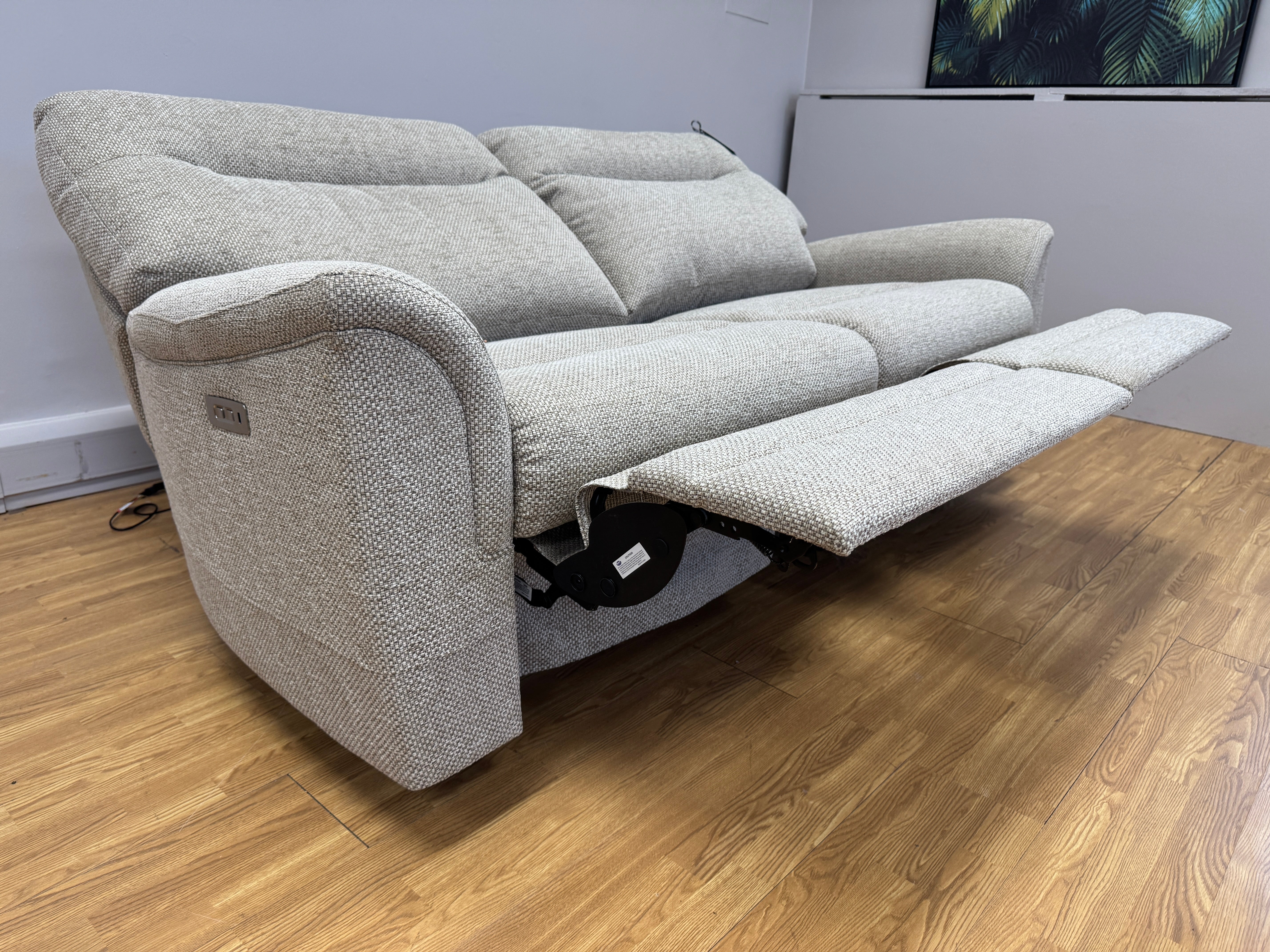 Parker Knoll Hudson large 2 seater electric reclining sofa in natural mix fabric