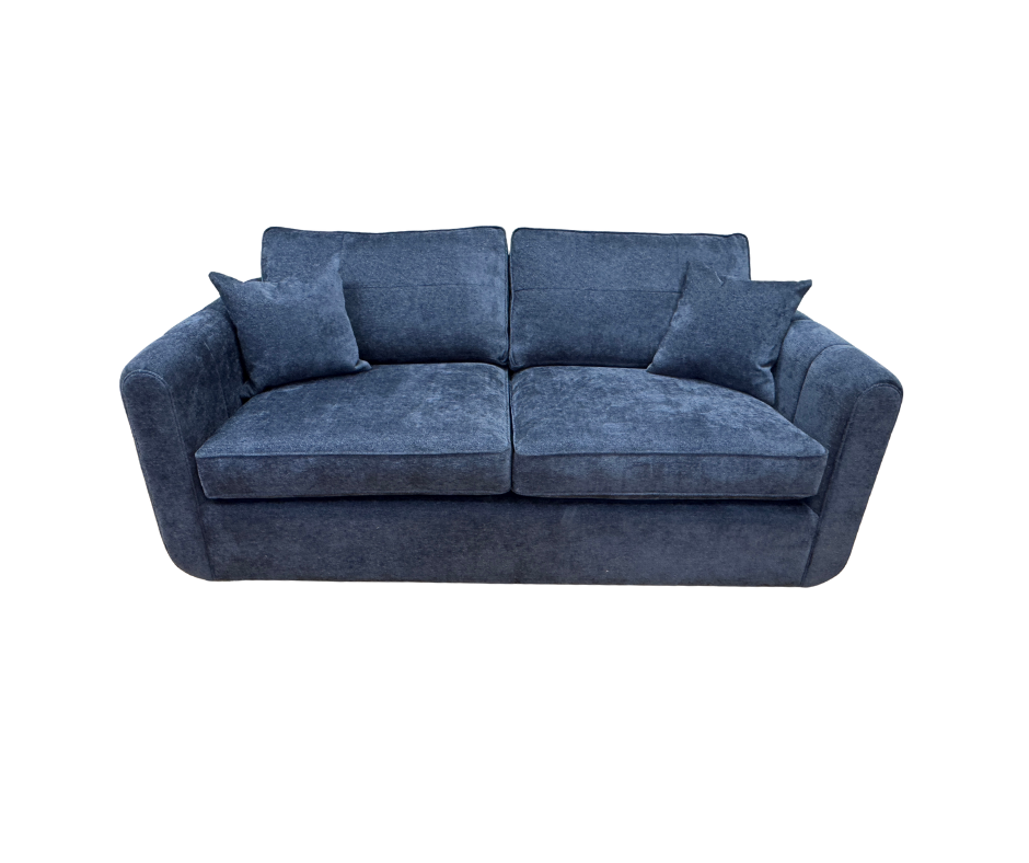 Sofology Islington 2.5 seater sofa bed in navy blue chenille fabric