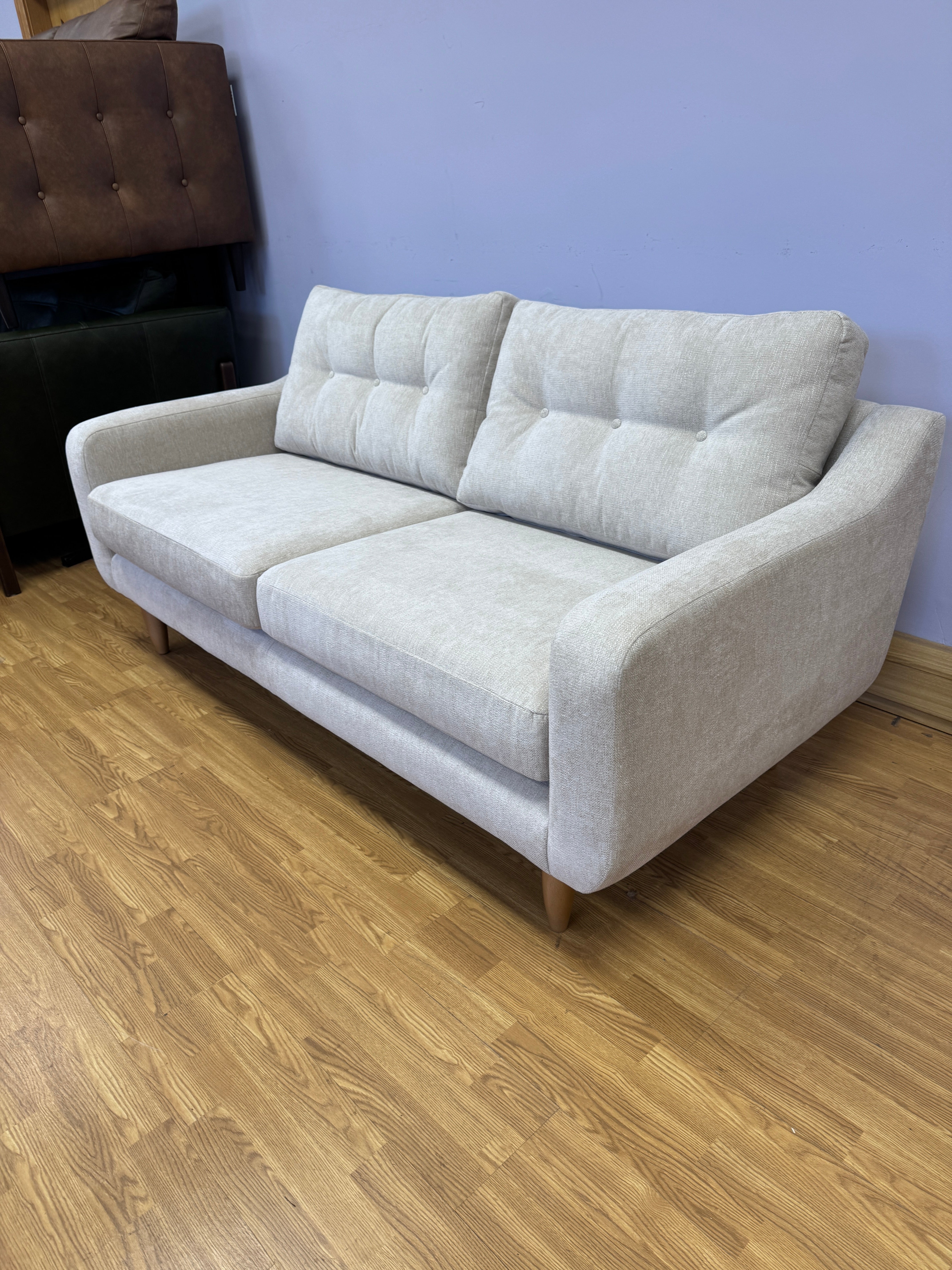 Lisbon 3 seater standard back sofa in oatmeal natural weave