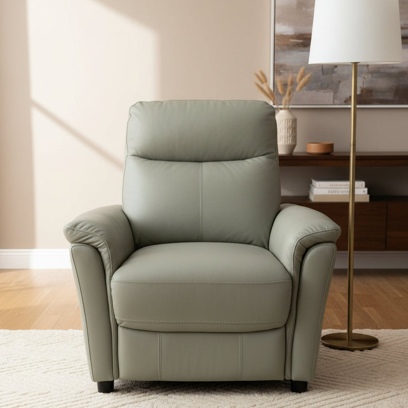 Rowan armchair in Silver / Grey leather (pair available)