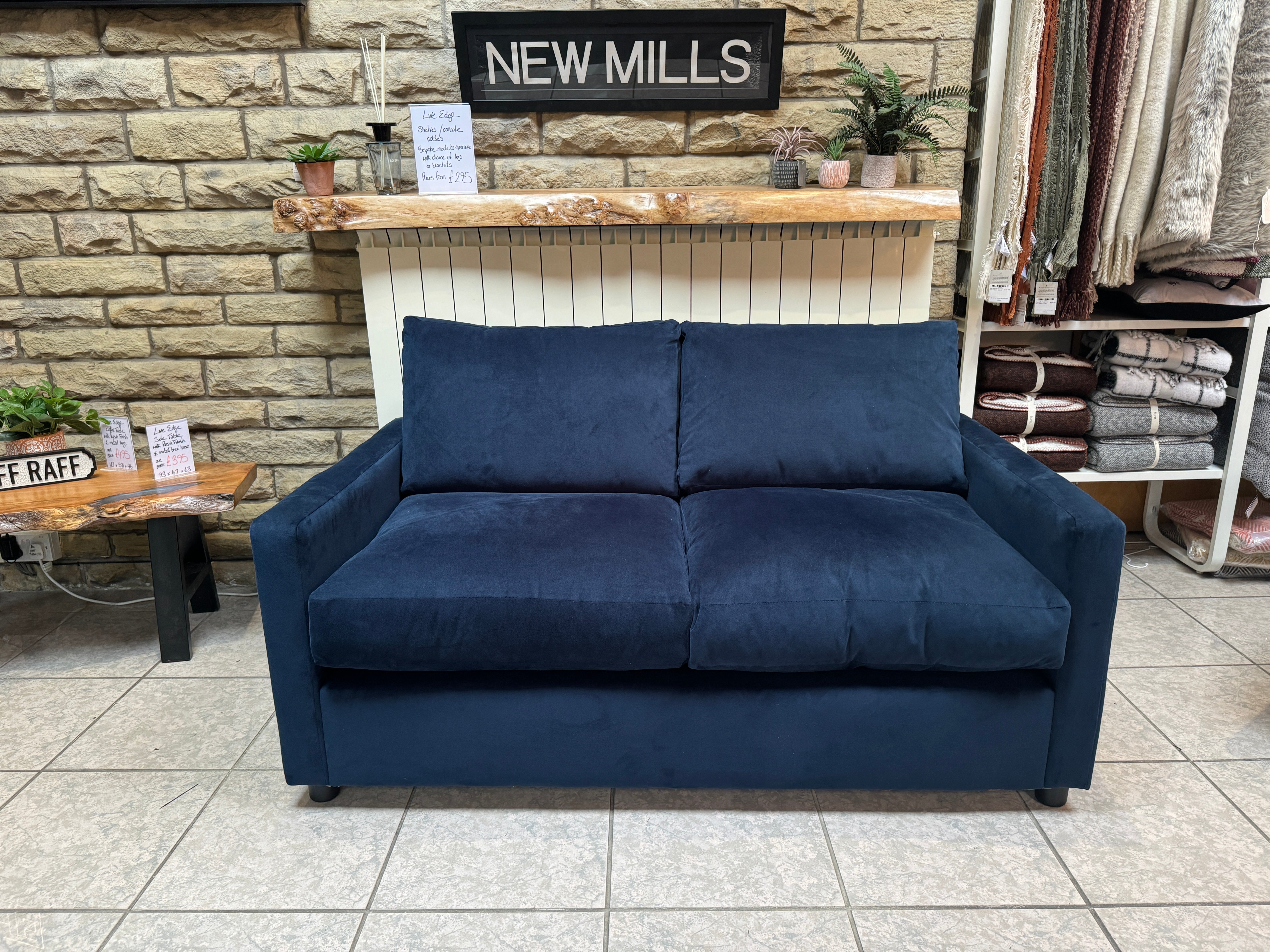 WILLOW & HALL FOXHAM 2 seater sofa in Sapphire blue velvet