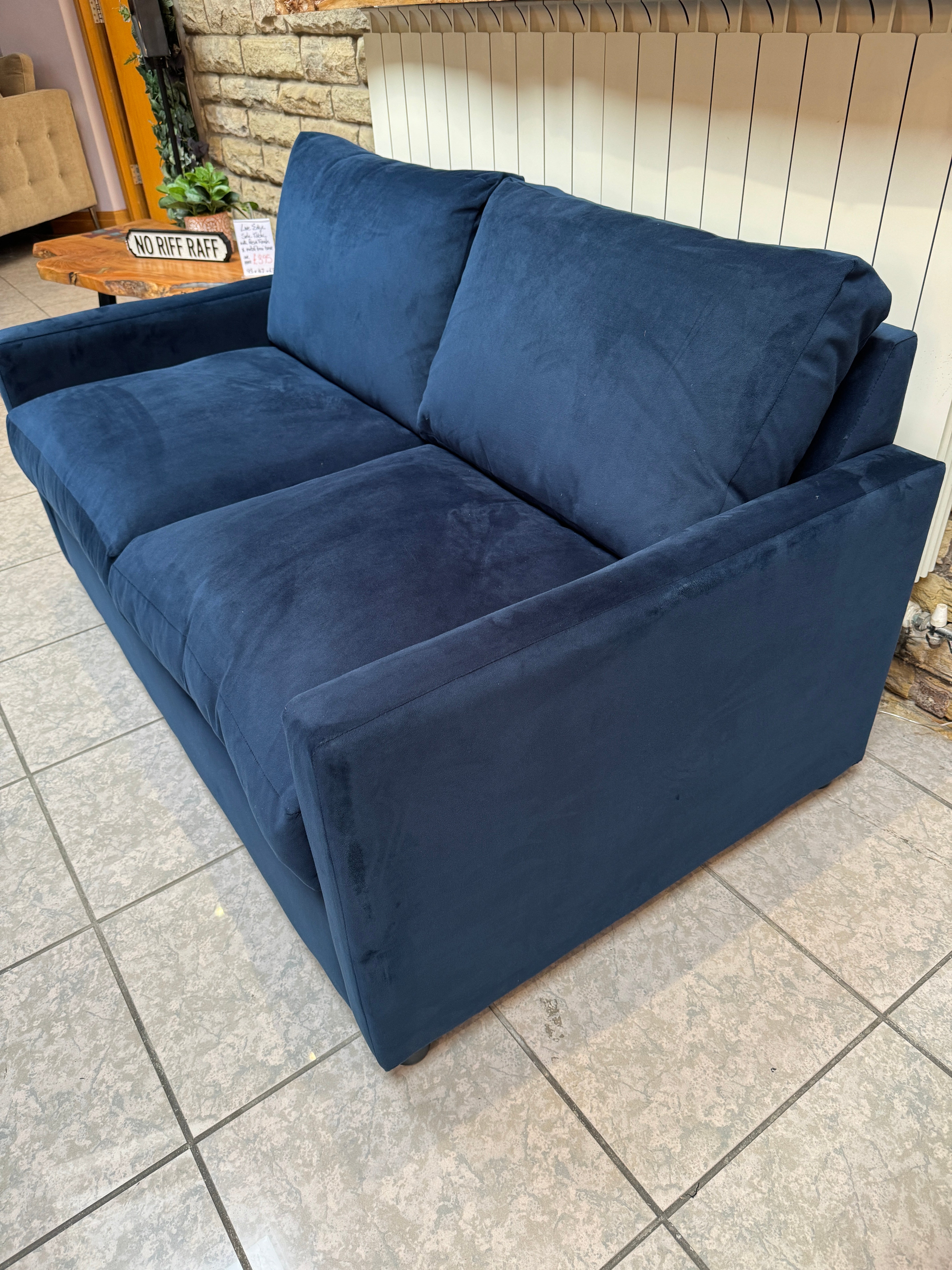 WILLOW & HALL FOXHAM 2 seater sofa in Sapphire blue velvet