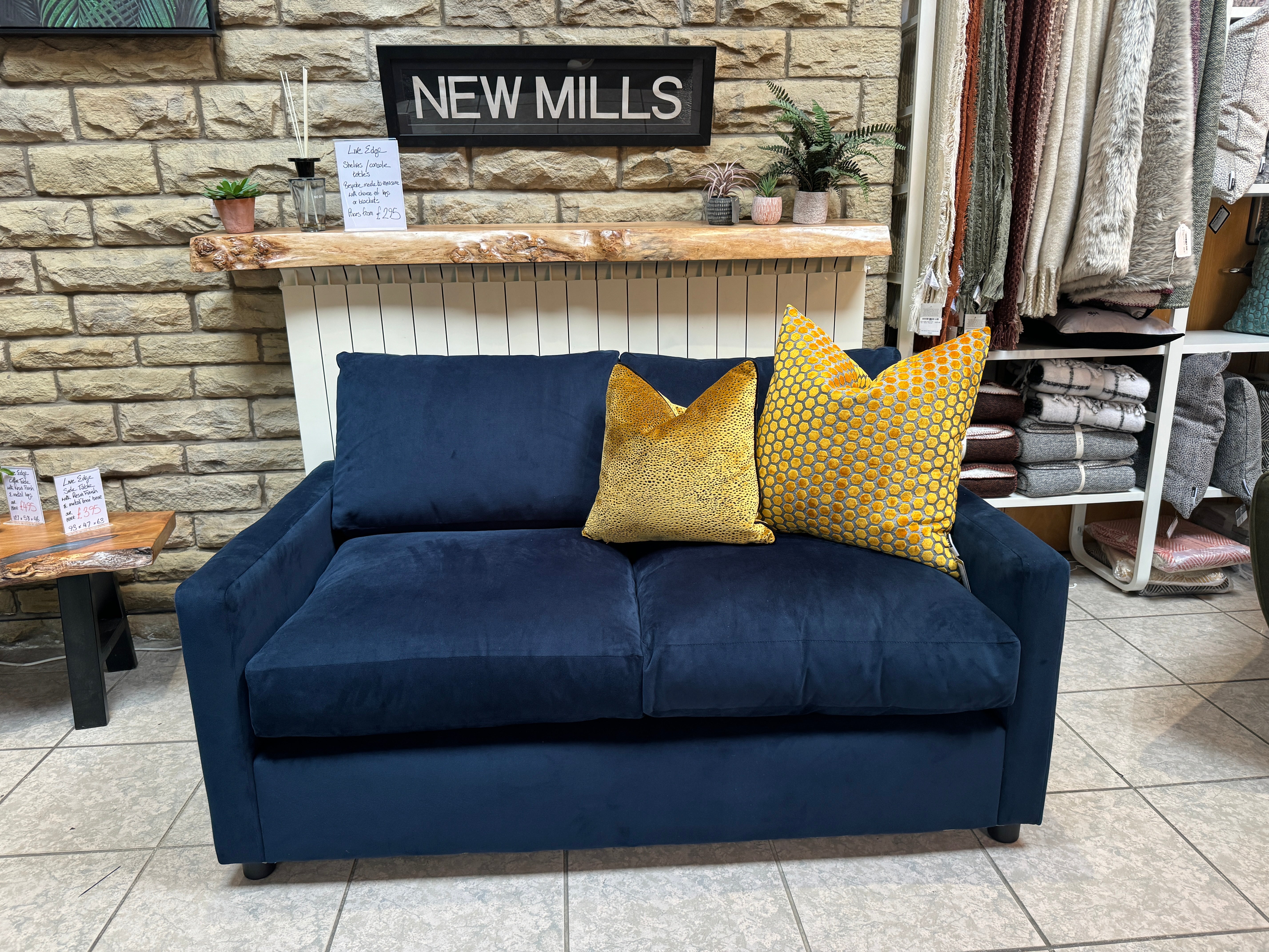 WILLOW & HALL FOXHAM 2 seater sofa in Sapphire blue velvet