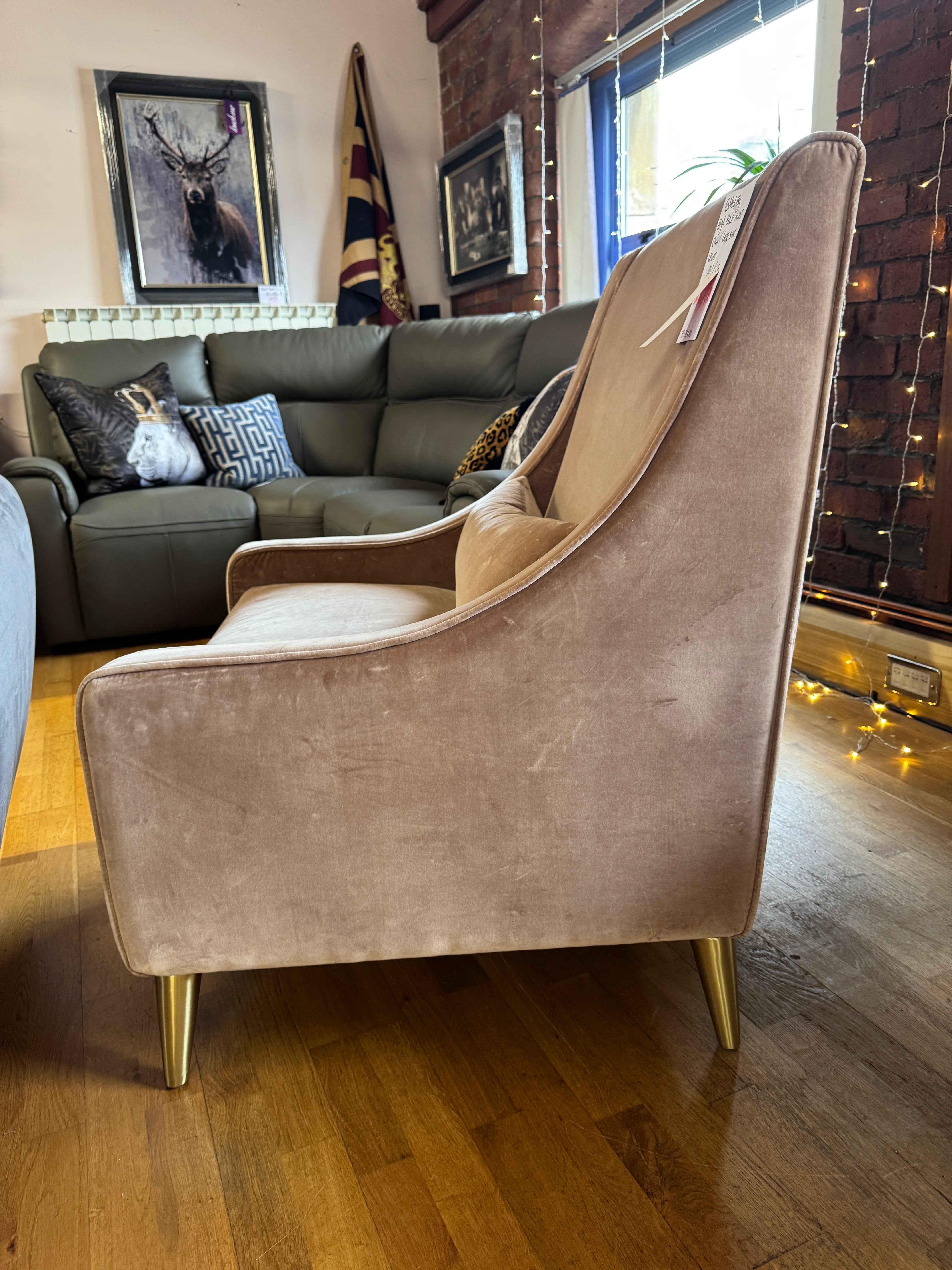 Sofa.com Shelby high back armchair in Cinnamon velvet fabric