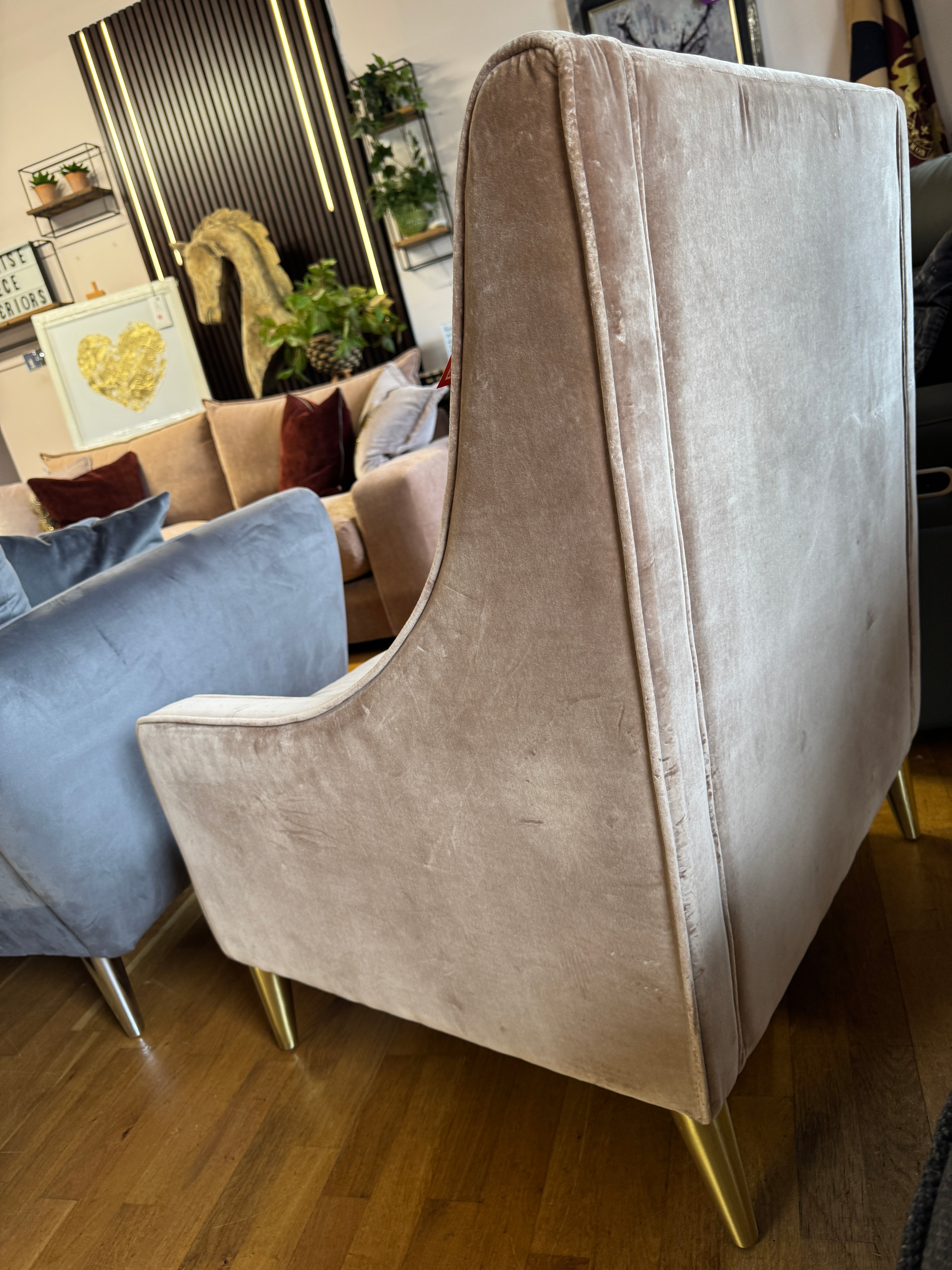 Sofa.com Shelby high back armchair in Cinnamon velvet fabric