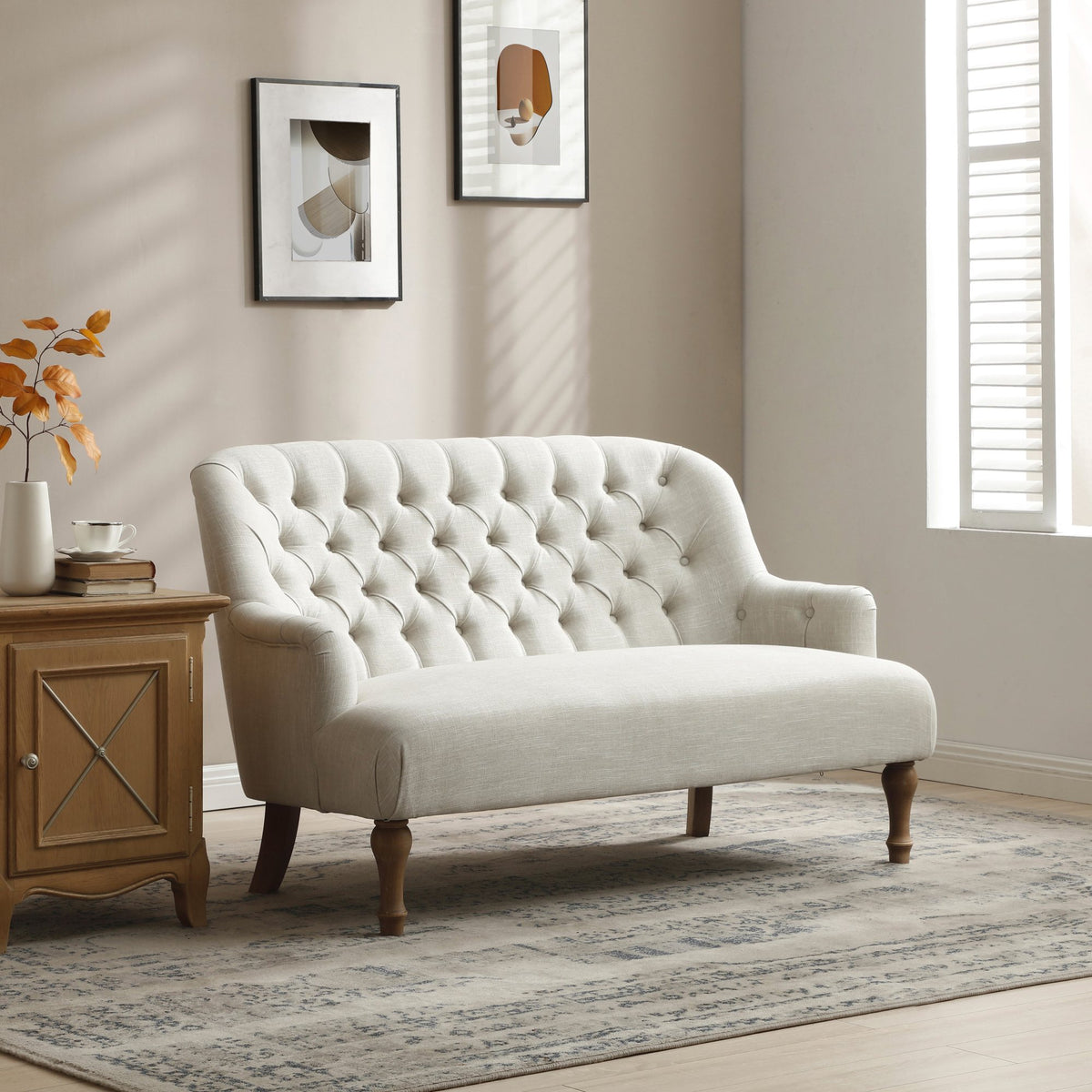 Bianca button back small sofa / loveseat