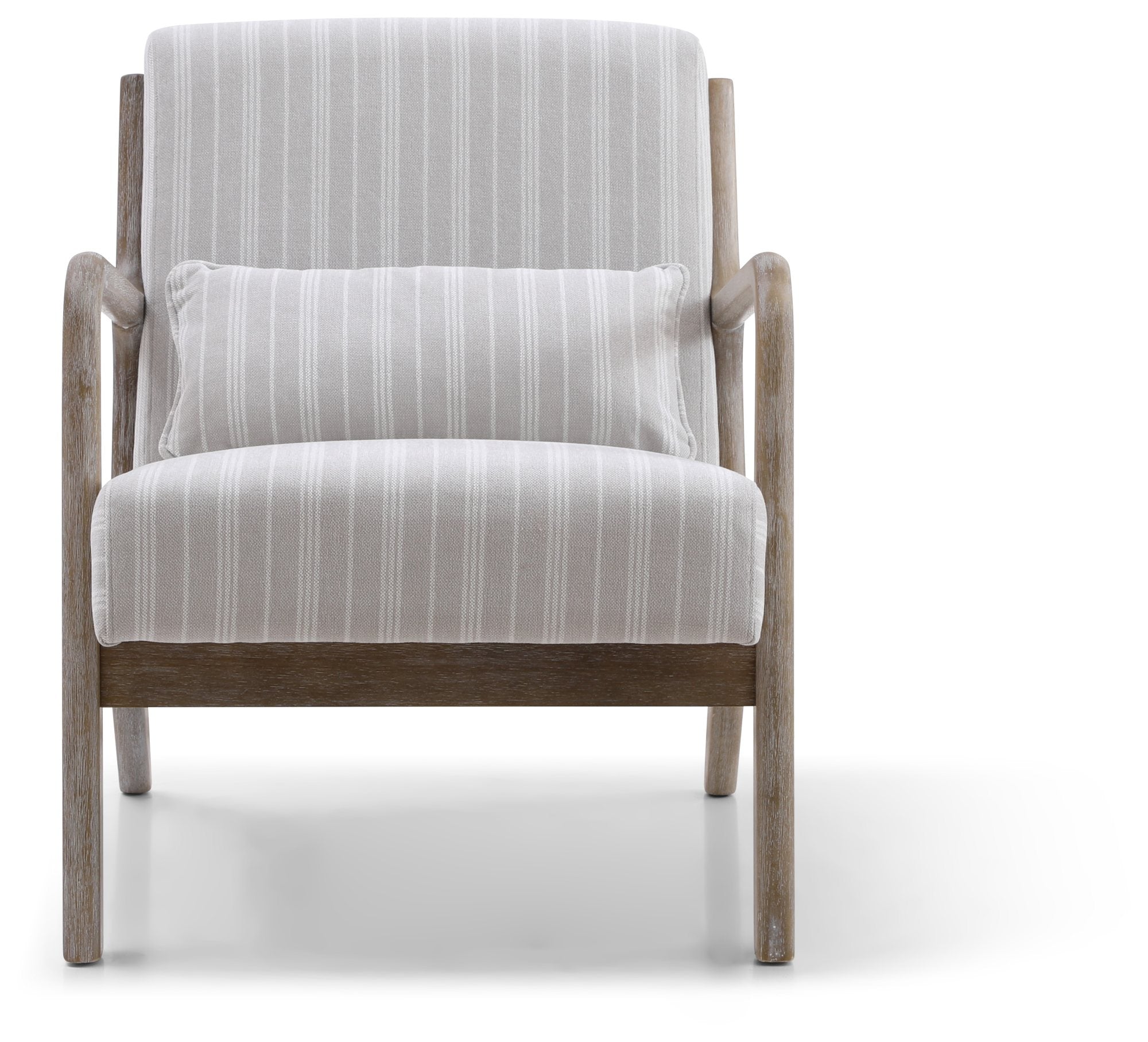 Inca plain accent chair with a light washed wood frame