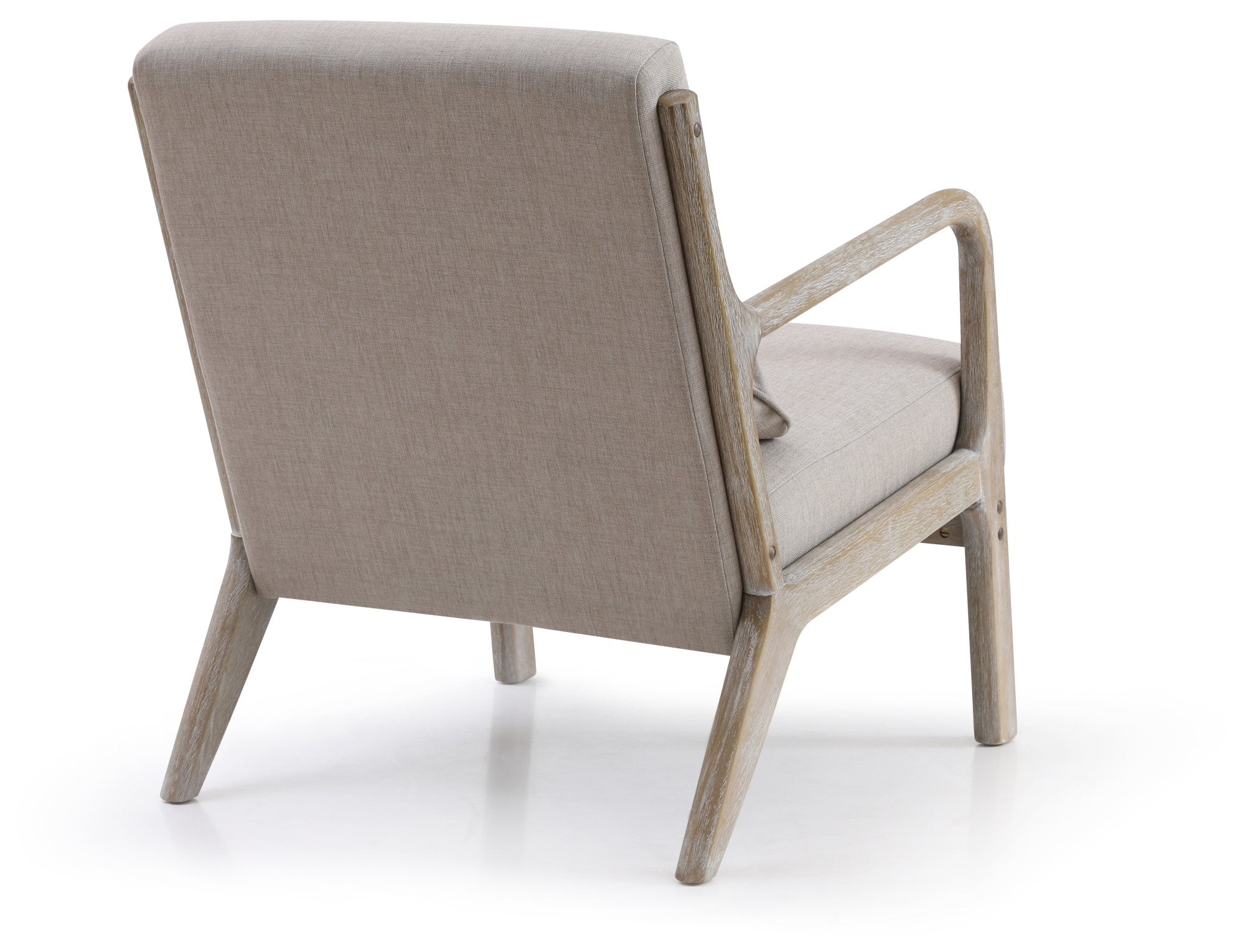 Inca plain accent chair with a light washed wood frame
