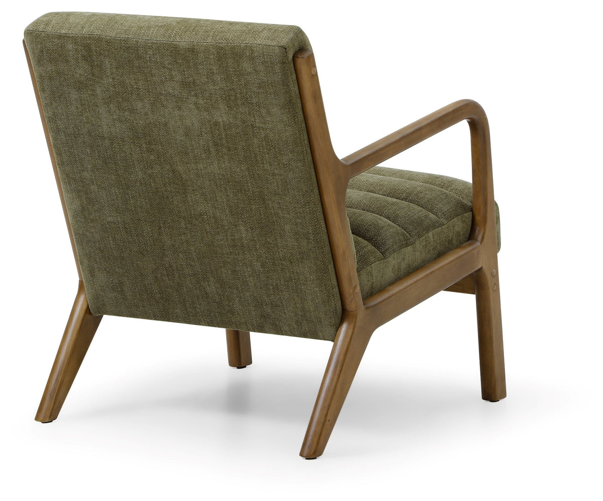 Inca ribbed accent chair with Walnut frame