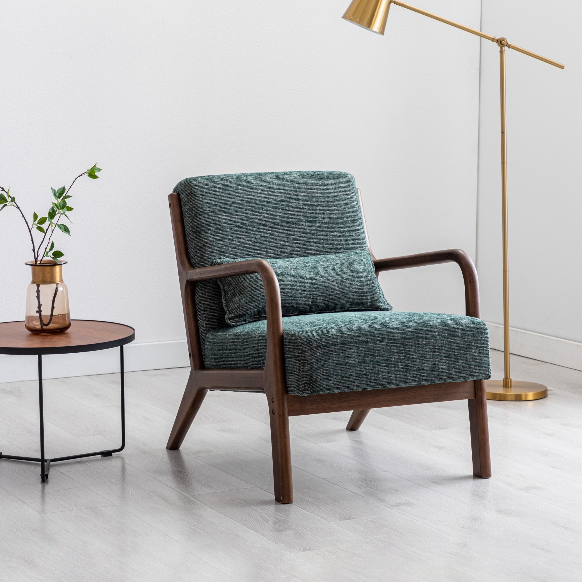 Inca plain accent chair with Walnut frame