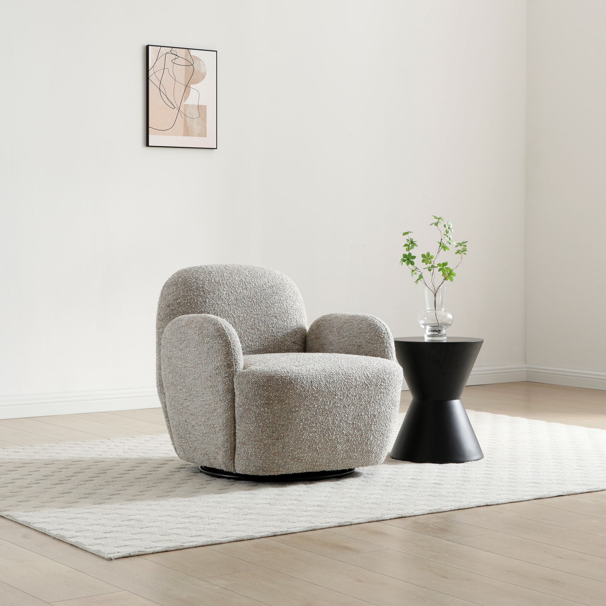 Micky swivel chair in Boucle fabric