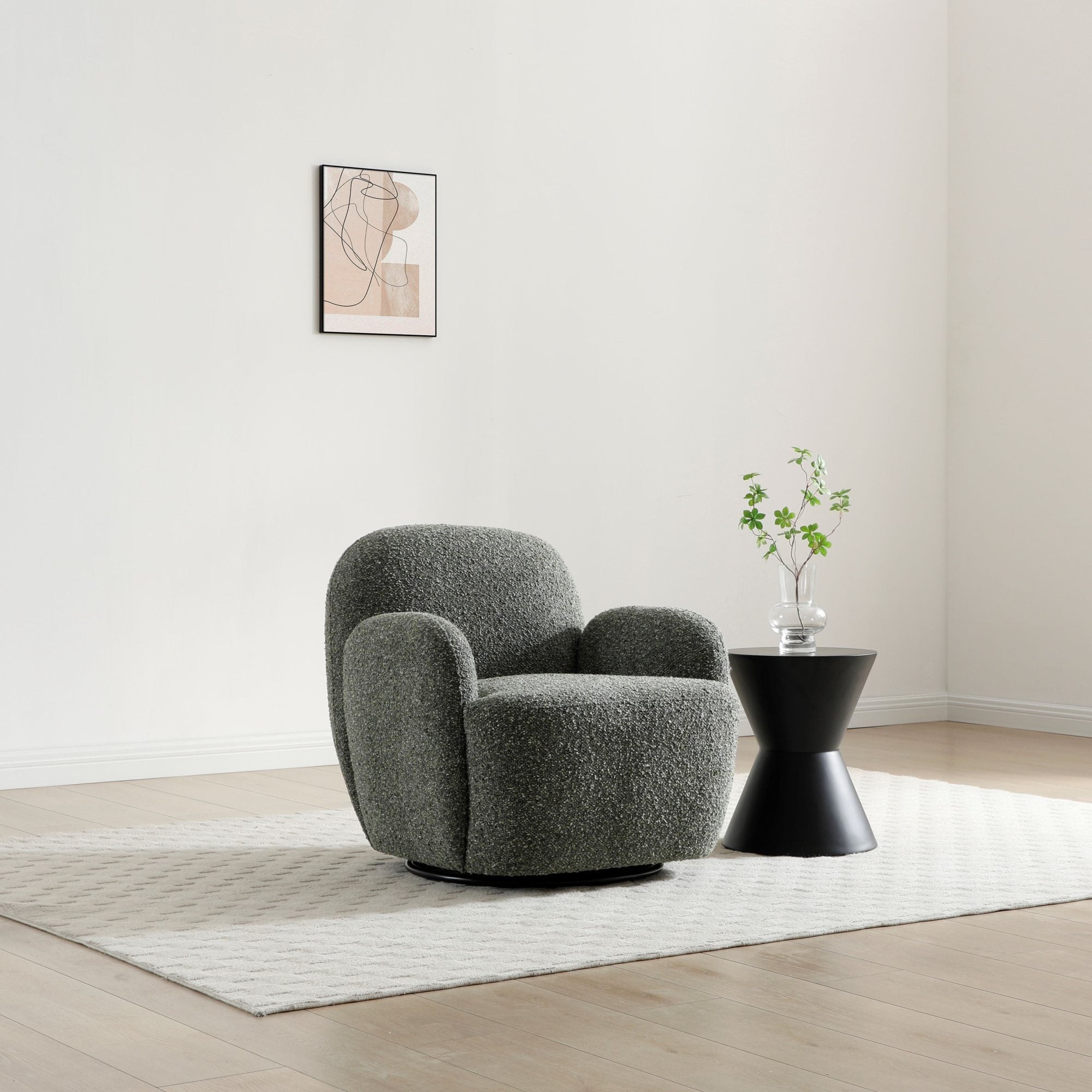 Micky swivel chair in Boucle fabric