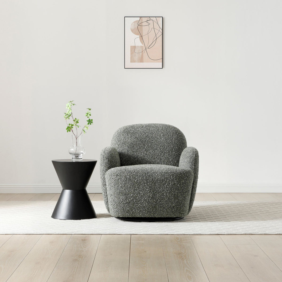 Micky swivel chair in Boucle fabric
