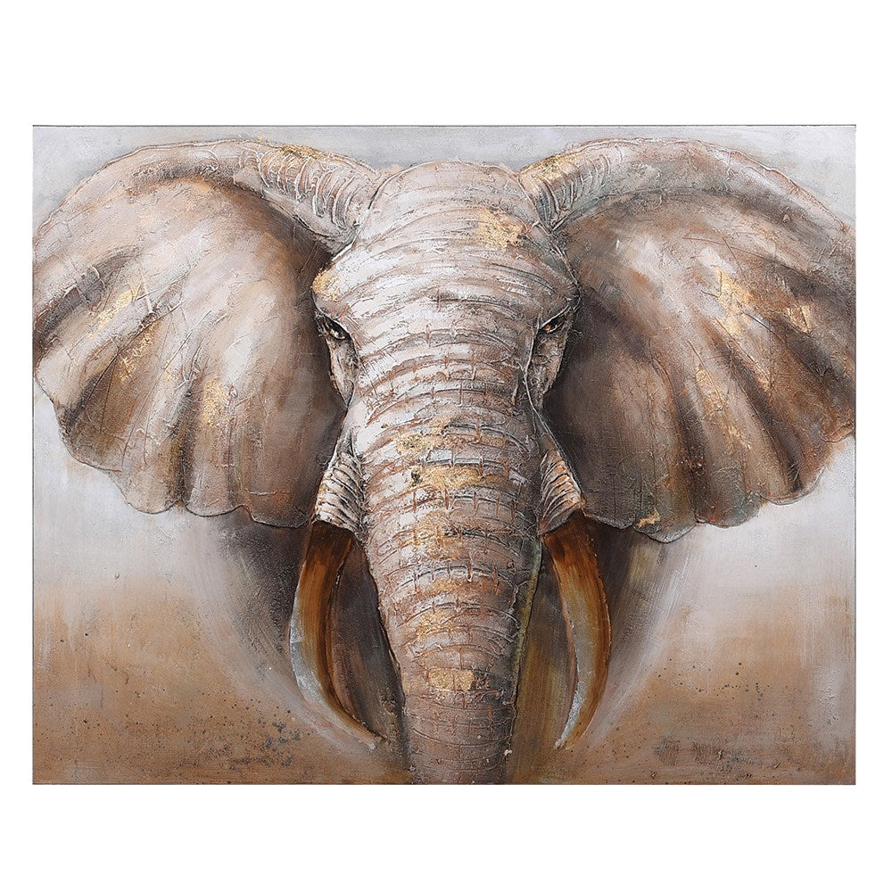 Framed Hand Painted Elephant Wall Art 102 x 127cm