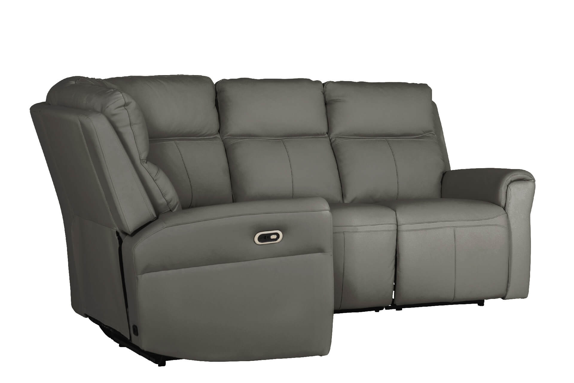 Rennie 4 piece electric reclining corner group sofa in Stone leather (left or right sided corner)