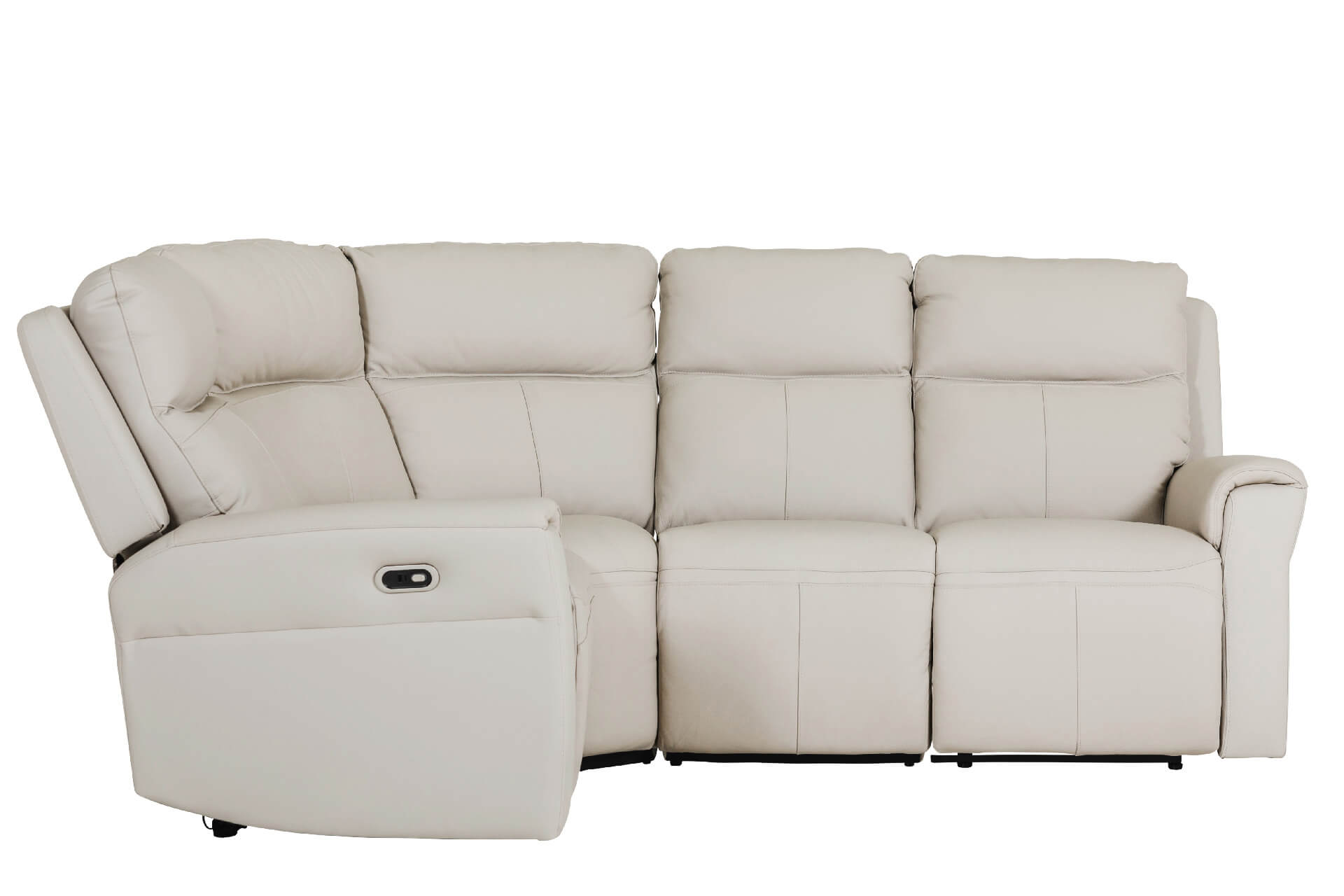 Rennie 4 piece electric reclining corner group sofa in Ash leather (left or right sided corner)