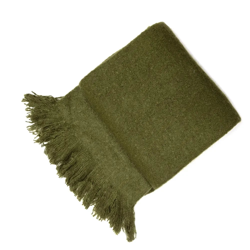 Serena Mohair plain throw 130 x 180cm in Olive