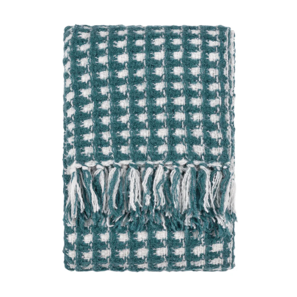 Toasty reversible chunky waffle throw in teal 130 x 180cm