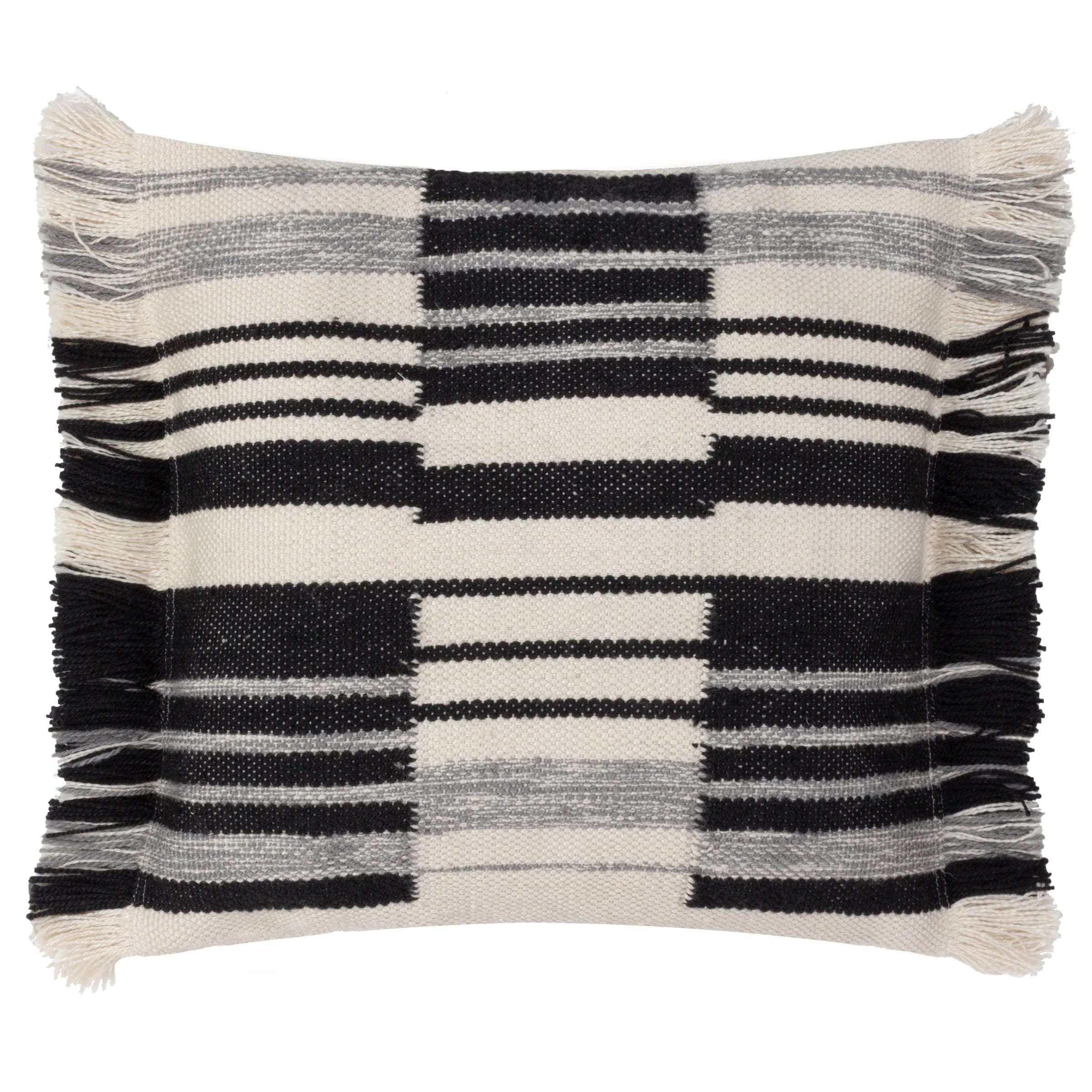 Torode woven fabric cushion with fringe edge in Black 45 x 45cm