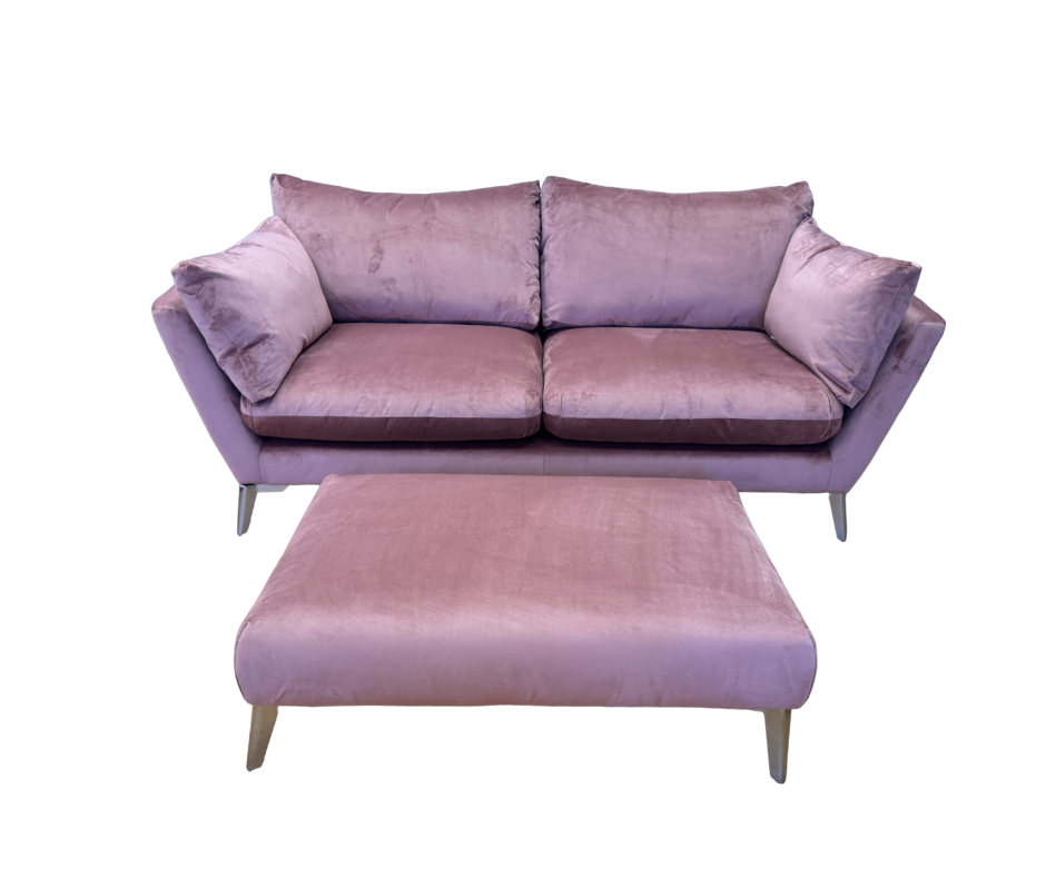 Elton curved sided large 3 seater sofa in Blush pink velvet fabric (matching pair available)