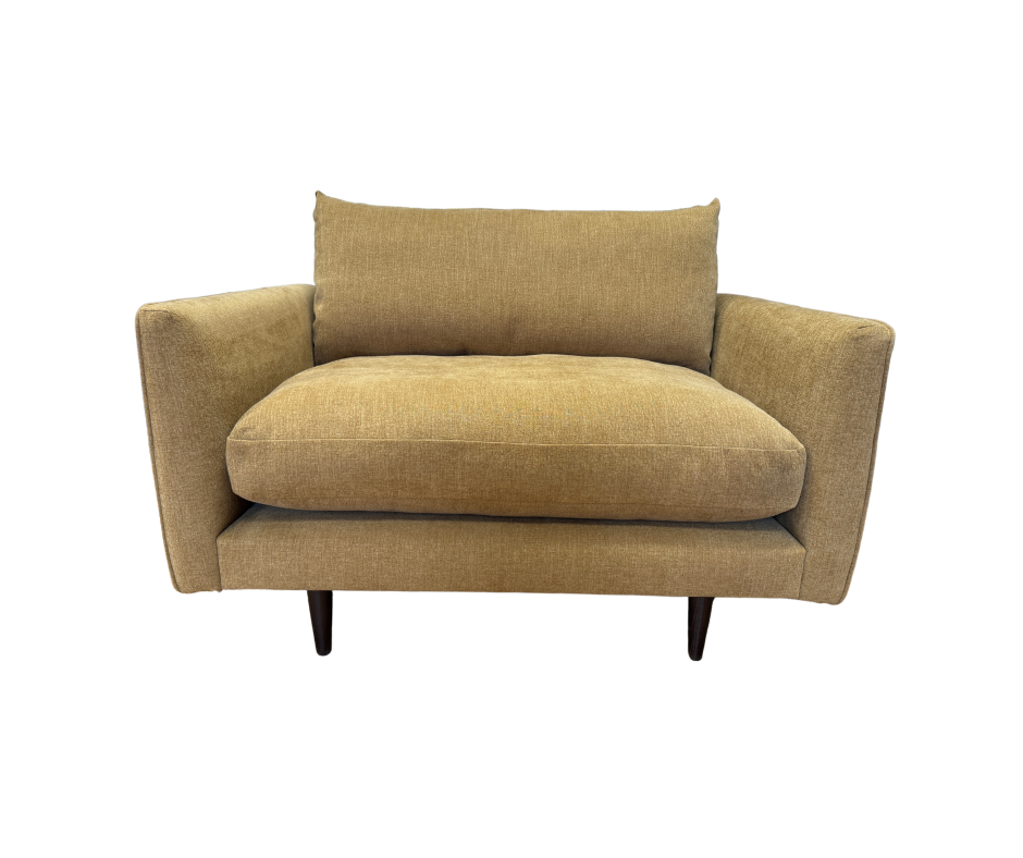 Como square style loveseat in caramel soft weave fabric