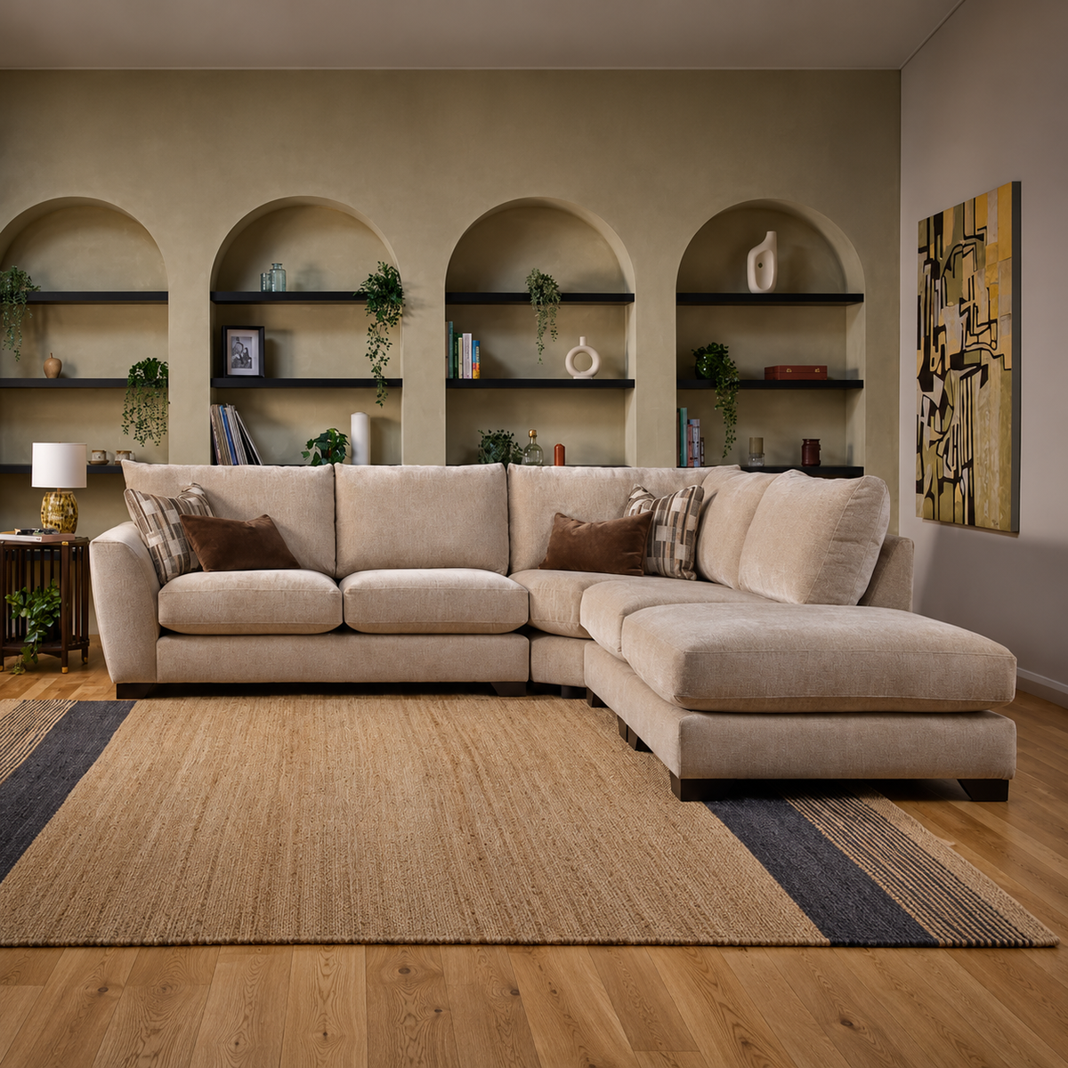 Mala 2 corner 1 sofa chaise group with footstool (left or right facing open chaise group)