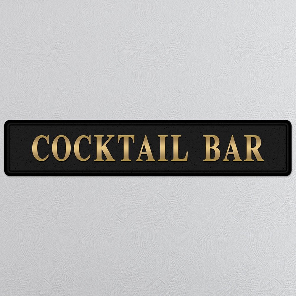 Street Sign Metallic COCKTAIL BAR Black / Gold