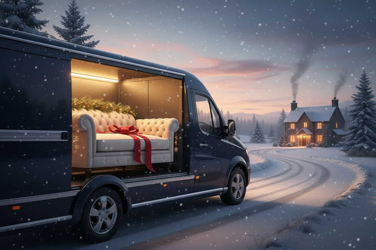Christmas sofa delivery banner without text