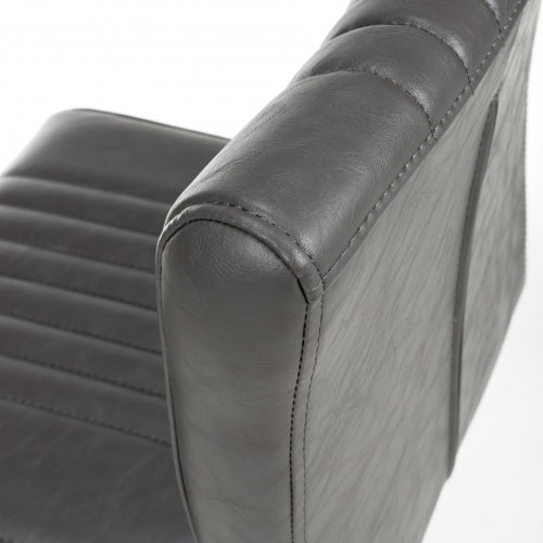 ARCHER Pair of Cantilever Leather Effect Grey Bar Chairs