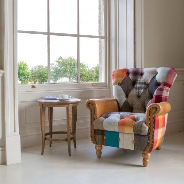 VINTAGE SOFA CO Gotham Patchwork Armchair in Multi panel fabric
