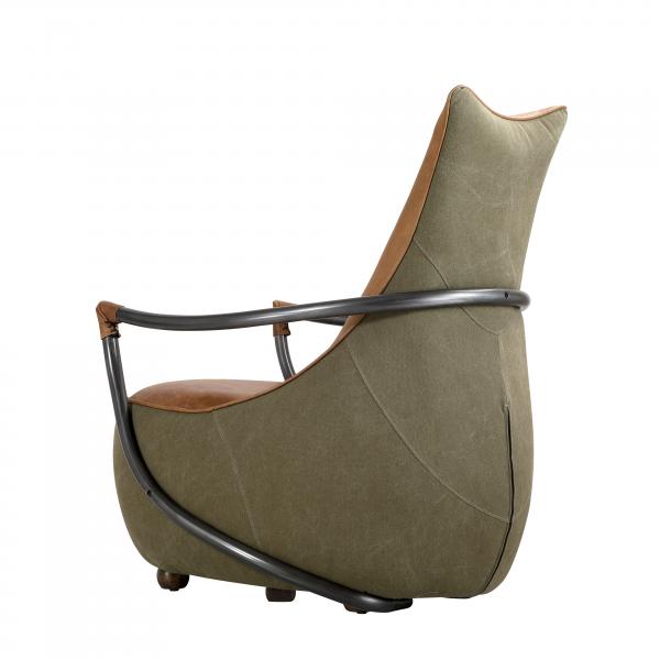 Malin metal frame accent chair in half tan leather