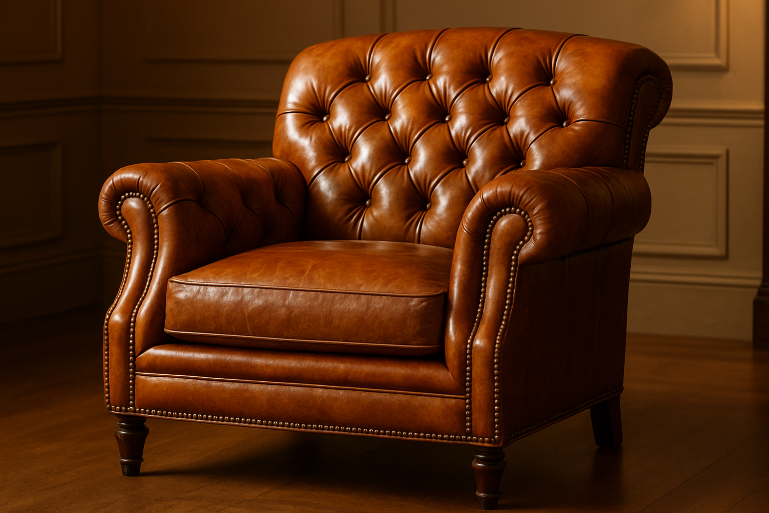 tan leather club chair