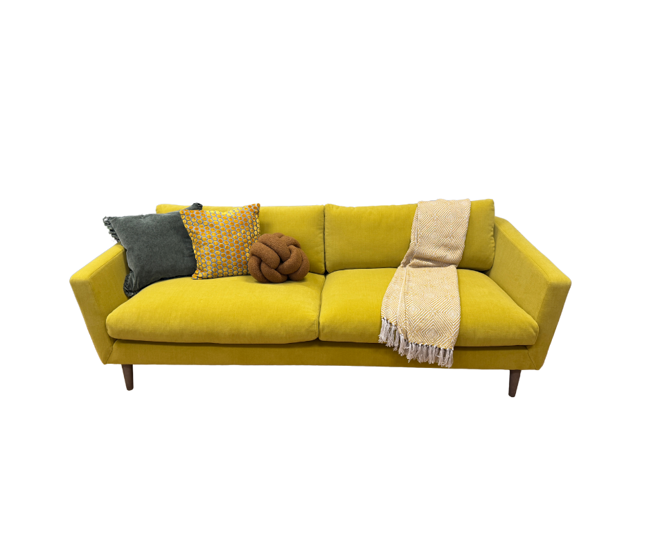 Orla Kiely Dorsey large 4 seater sofa in Clara Sunflower yellow fabric