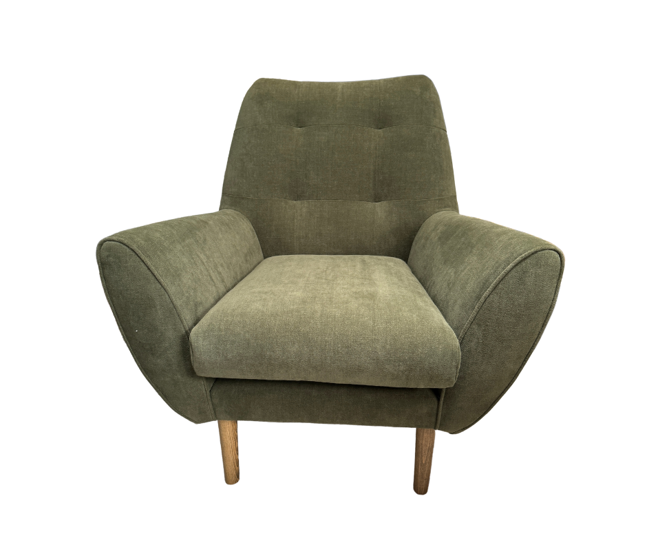 Abode high back accent chair in khaki green velvet fabric