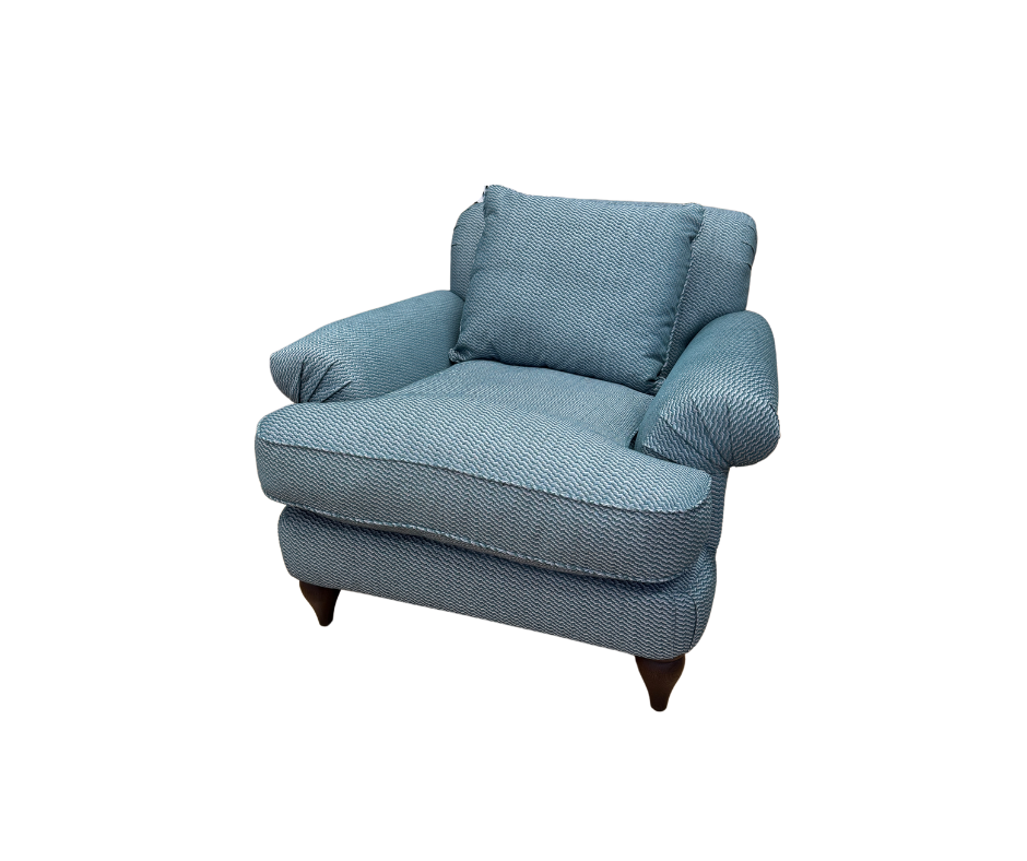 Croft Collection Findon scroll arm accent chair in Juno teal weave