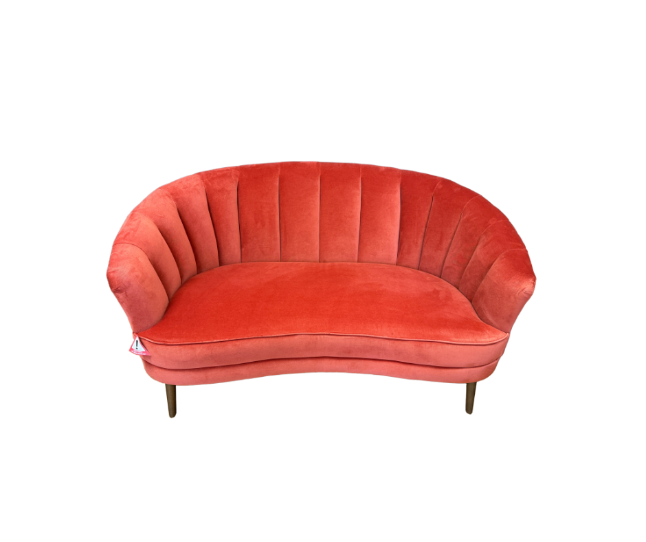 Sofa.com Harper 2 seater high ribbed back sofa Raspberry pink velvet