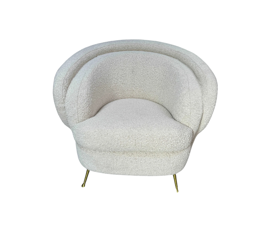 Eichholtz Orion curved back accent chair in cream boucle fabric