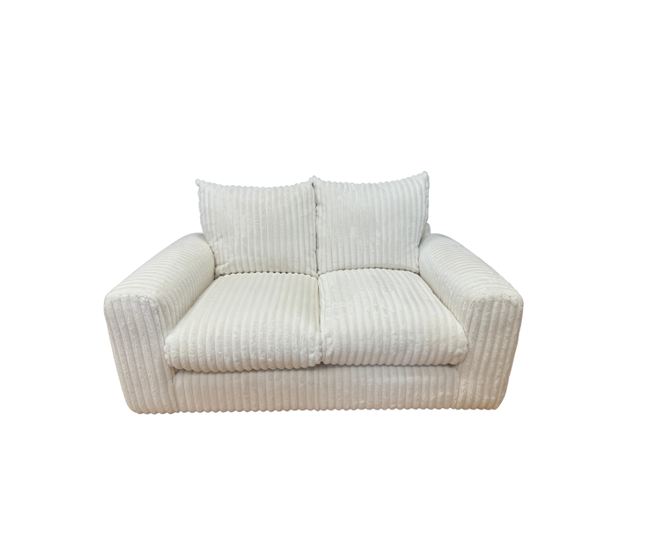 Reya 2 seater sofa in Casper snow off white faux ribbed fur