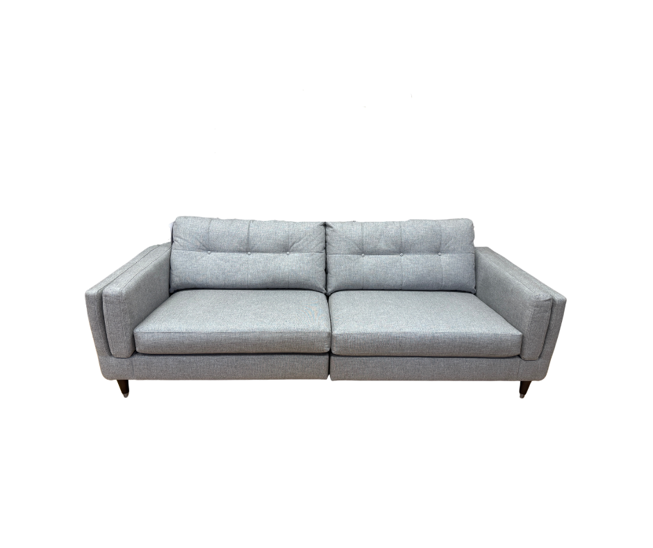 The Lounge Company Madison 4 seater split sofa in grey basket weave fabric & footstool