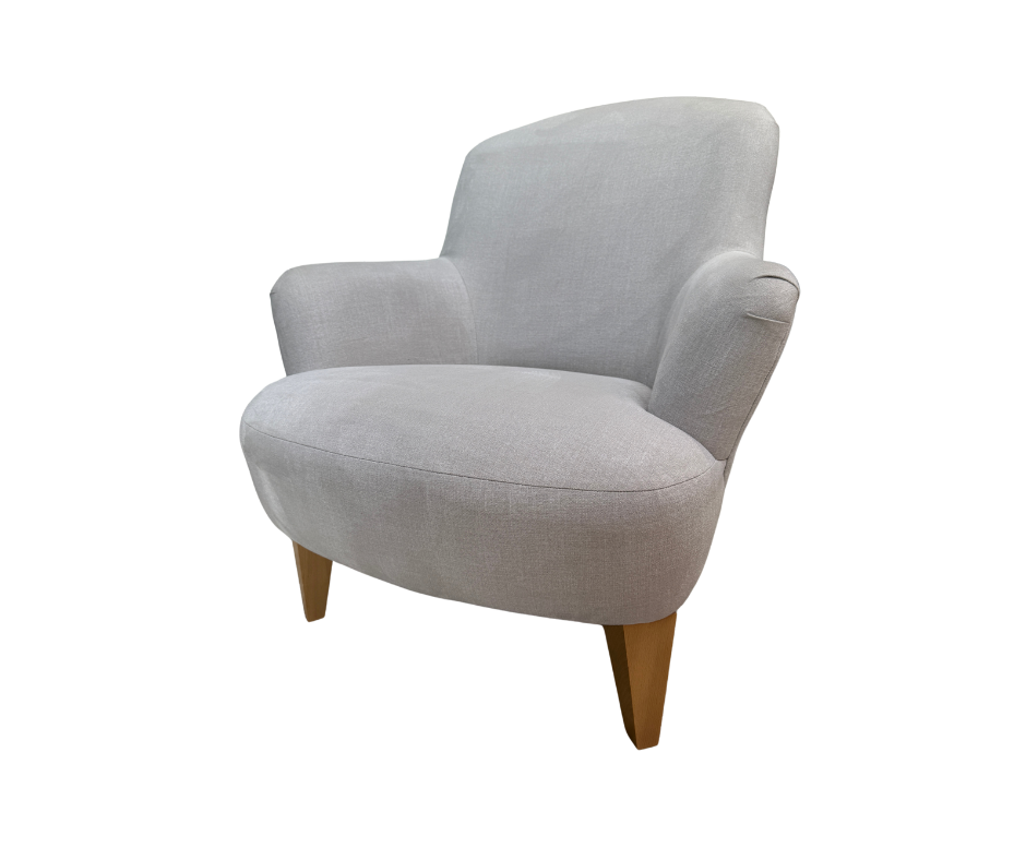 Fireside curved back accent chair in ivory / light grey brushed cotton fabric