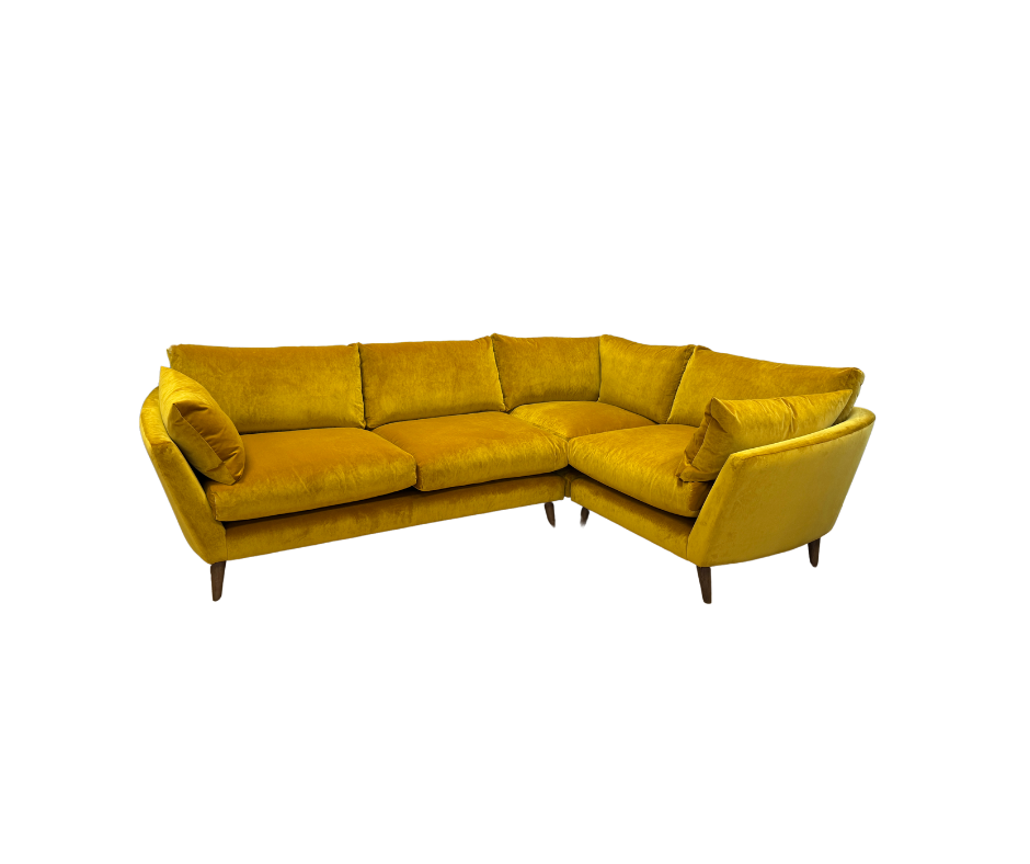 Loaf Groover right facing 3 piece corner sofa in Butterscotch clever velvet